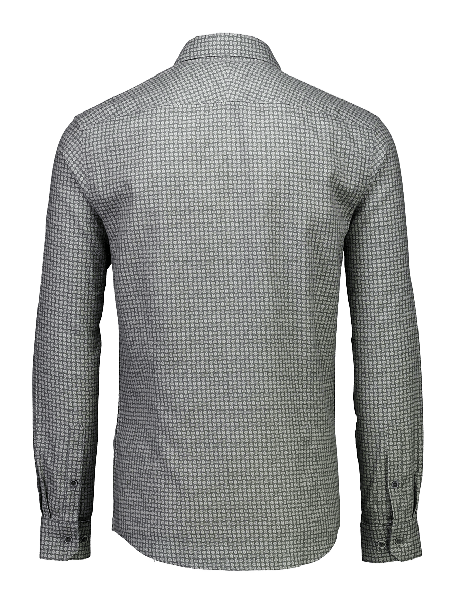 Lindbergh Black - 1927: Cashmere touch twilll AOP shirt WF L/S - formelle hemden - dk green - 2