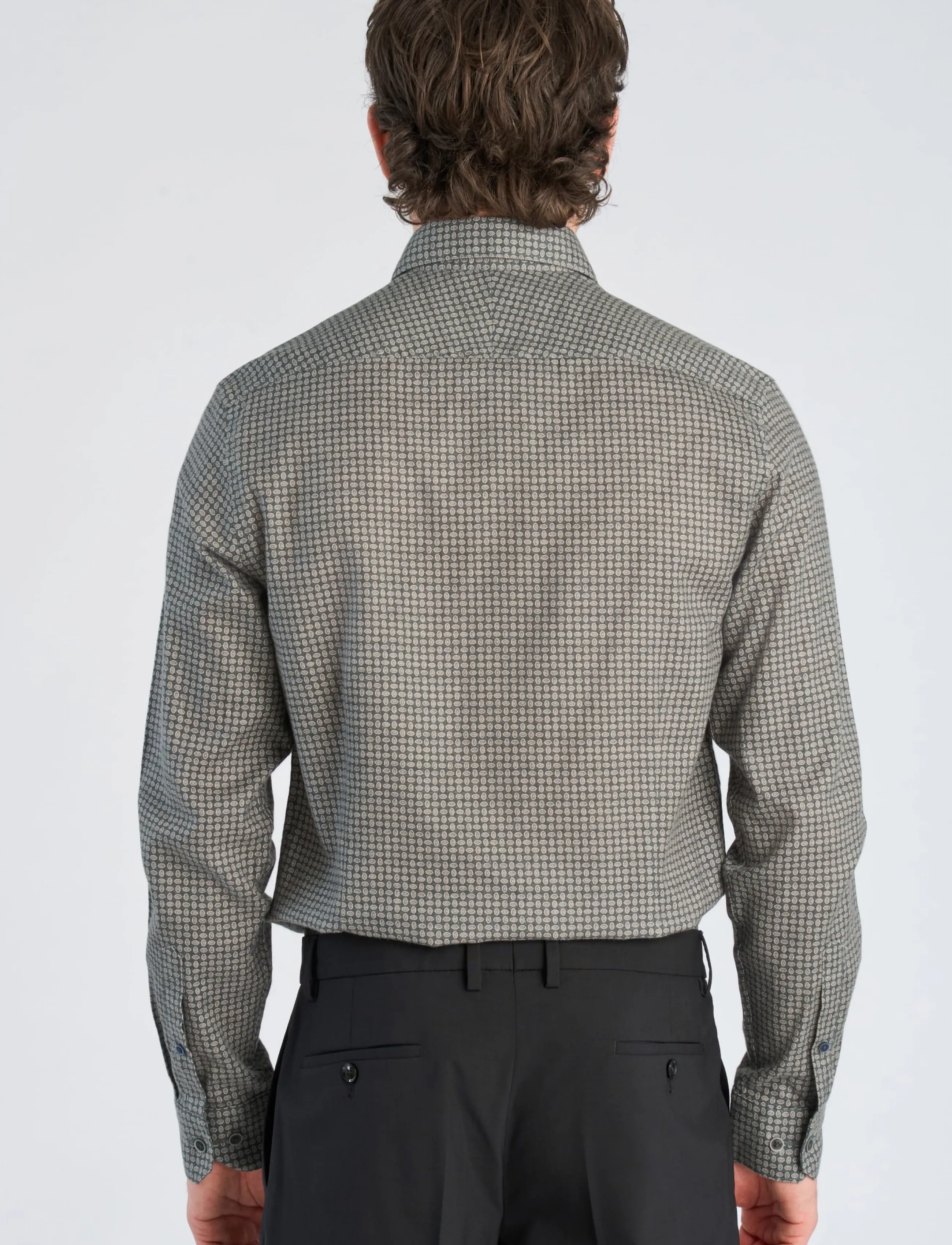 Lindbergh Black - 1927: Cashmere touch twilll AOP shirt WF L/S - formelle hemden - dk green - 4