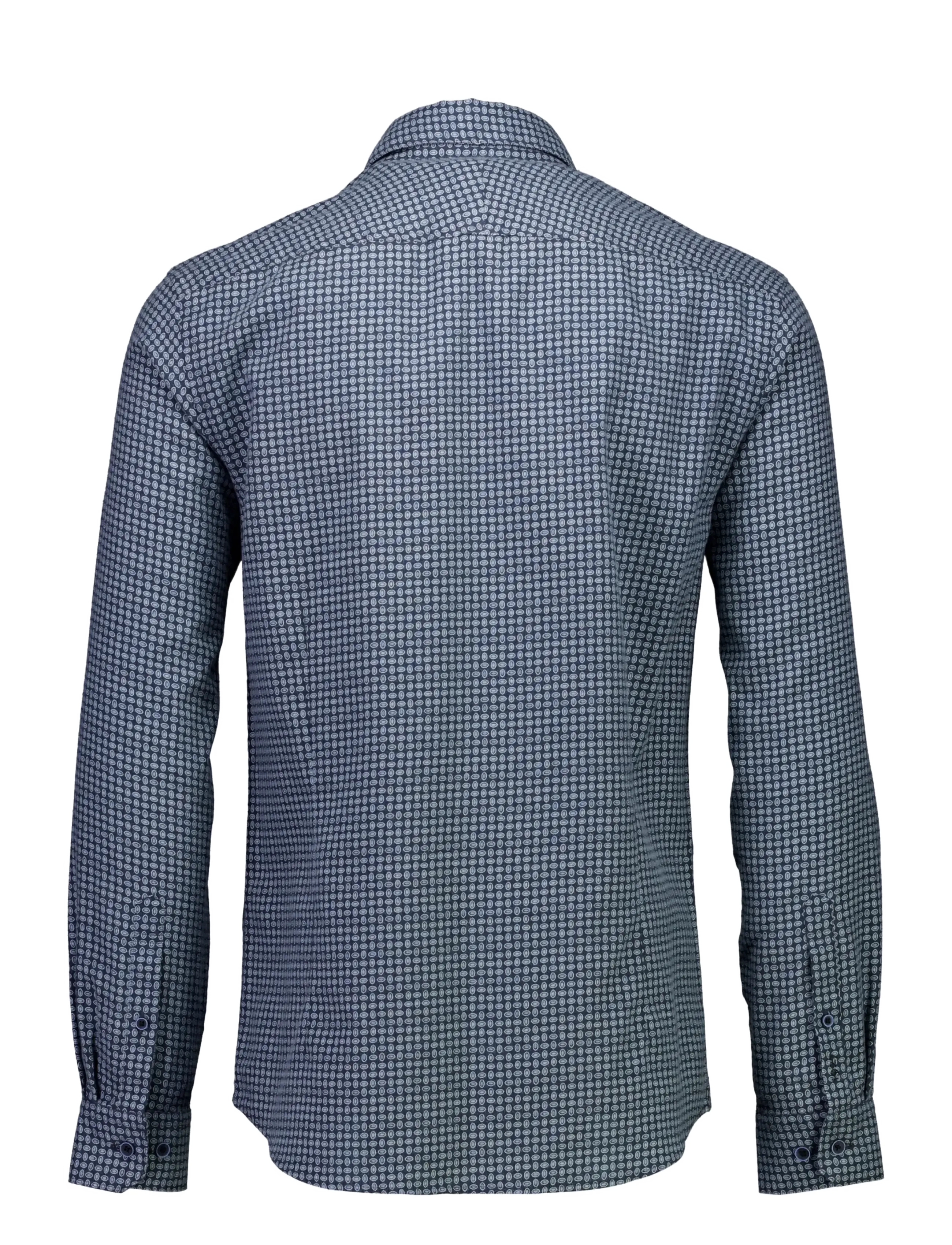 Lindbergh Black - 1927: Cashmere touch twilll AOP shirt WF L/S - kostymskjortor - navy - 2