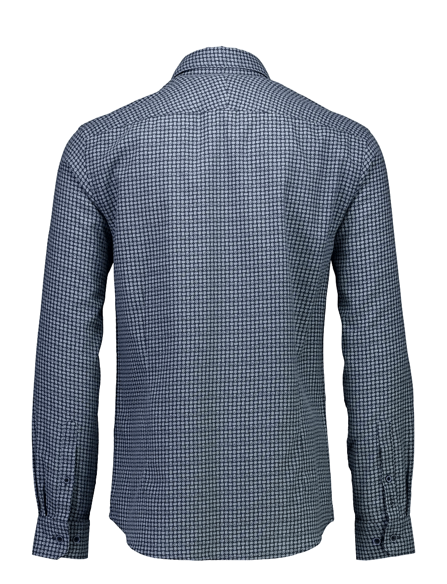 Lindbergh Black - 1927: Cashmere touch twilll AOP shirt WF L/S - kostymskjortor - navy - 2