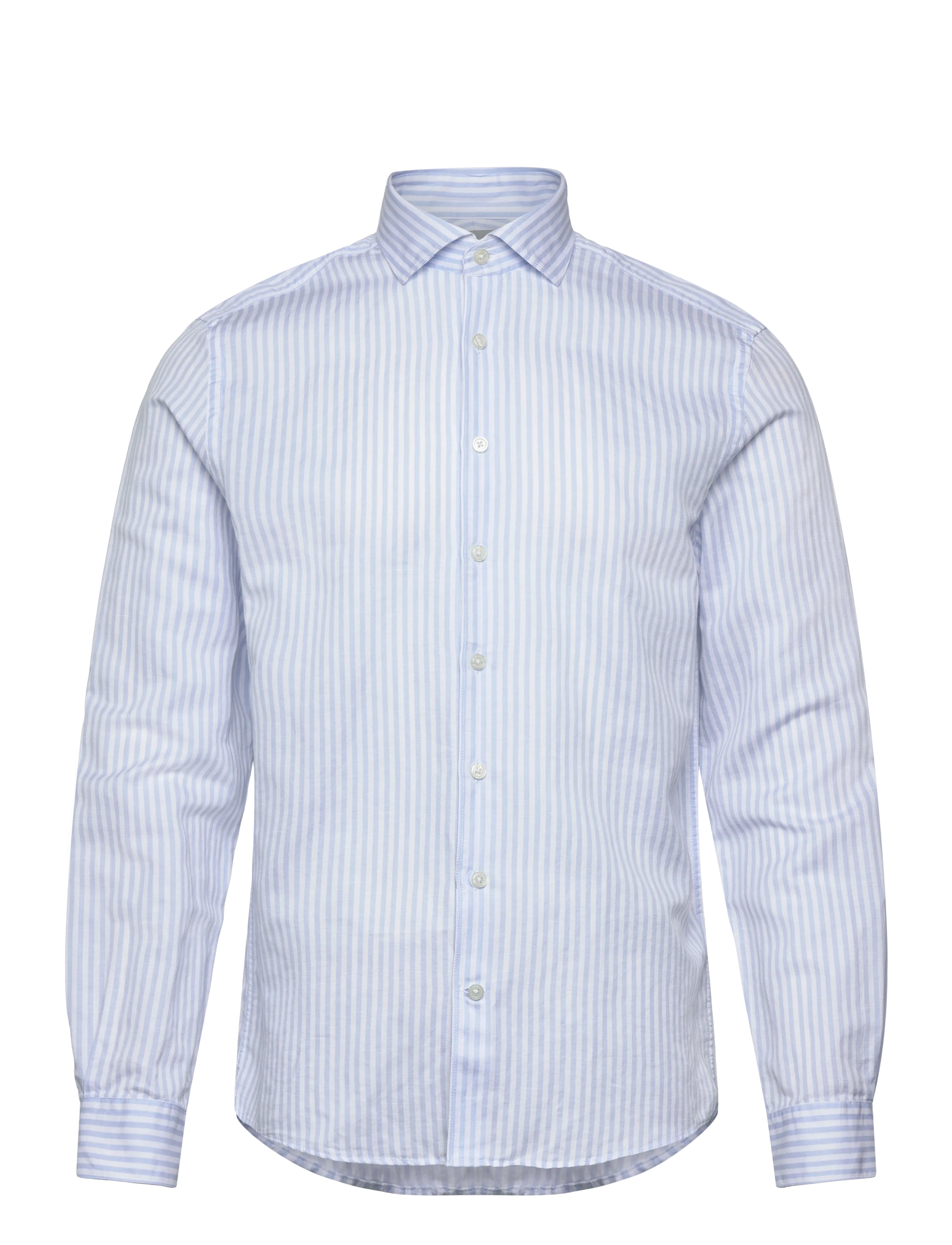 Lindbergh Black 1927: Cotton/linen soft collar str - Uus - LT BLUE / blue