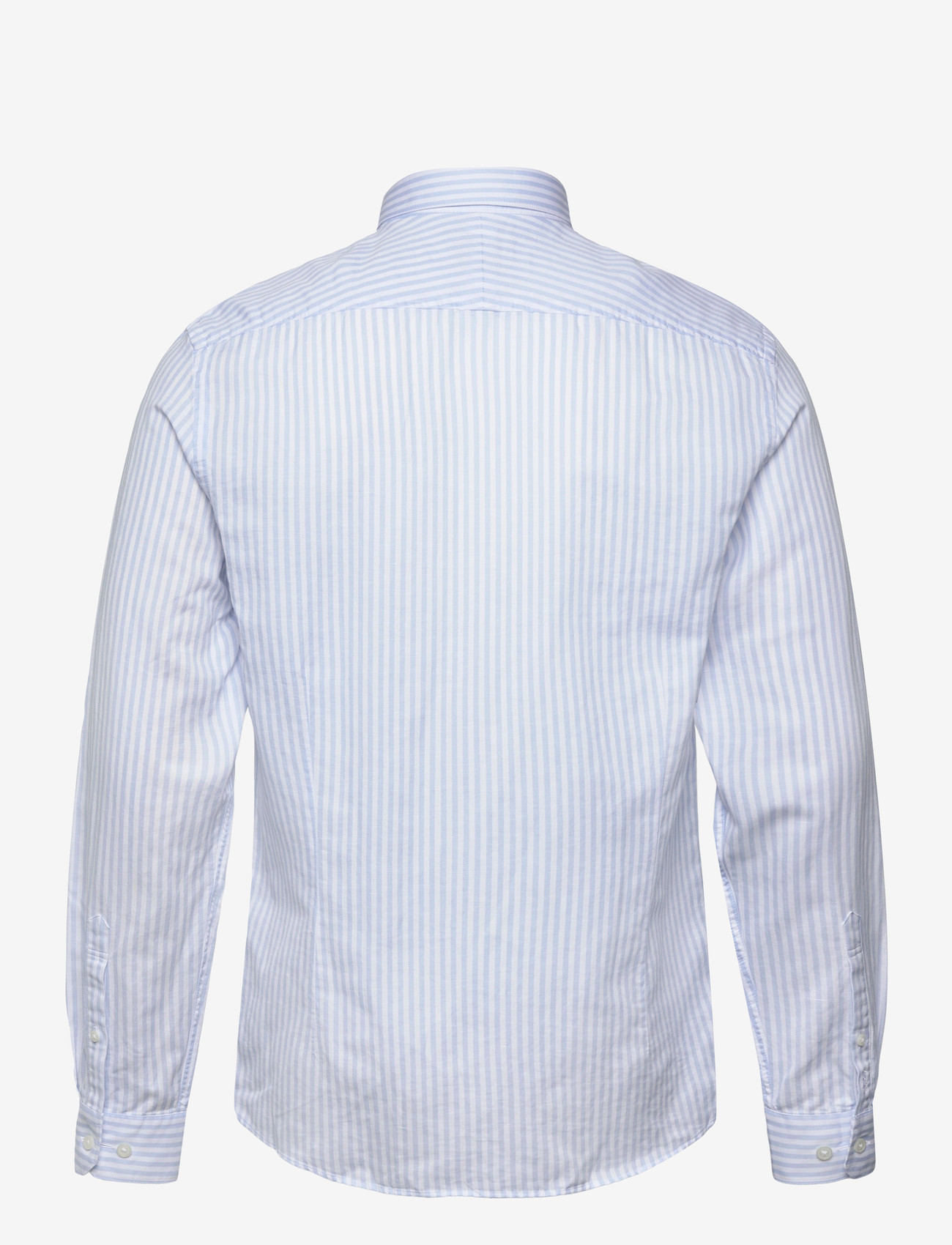 Lindbergh Black - 1927: Cotton/linen soft collar str - striped shirts - lt blue - 1
