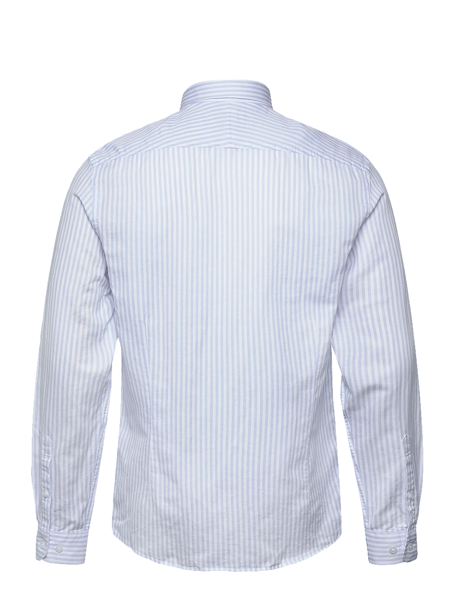 Lindbergh Black - 1927: Cotton/linen soft collar str - randiga skjortor - lt blue - 2
