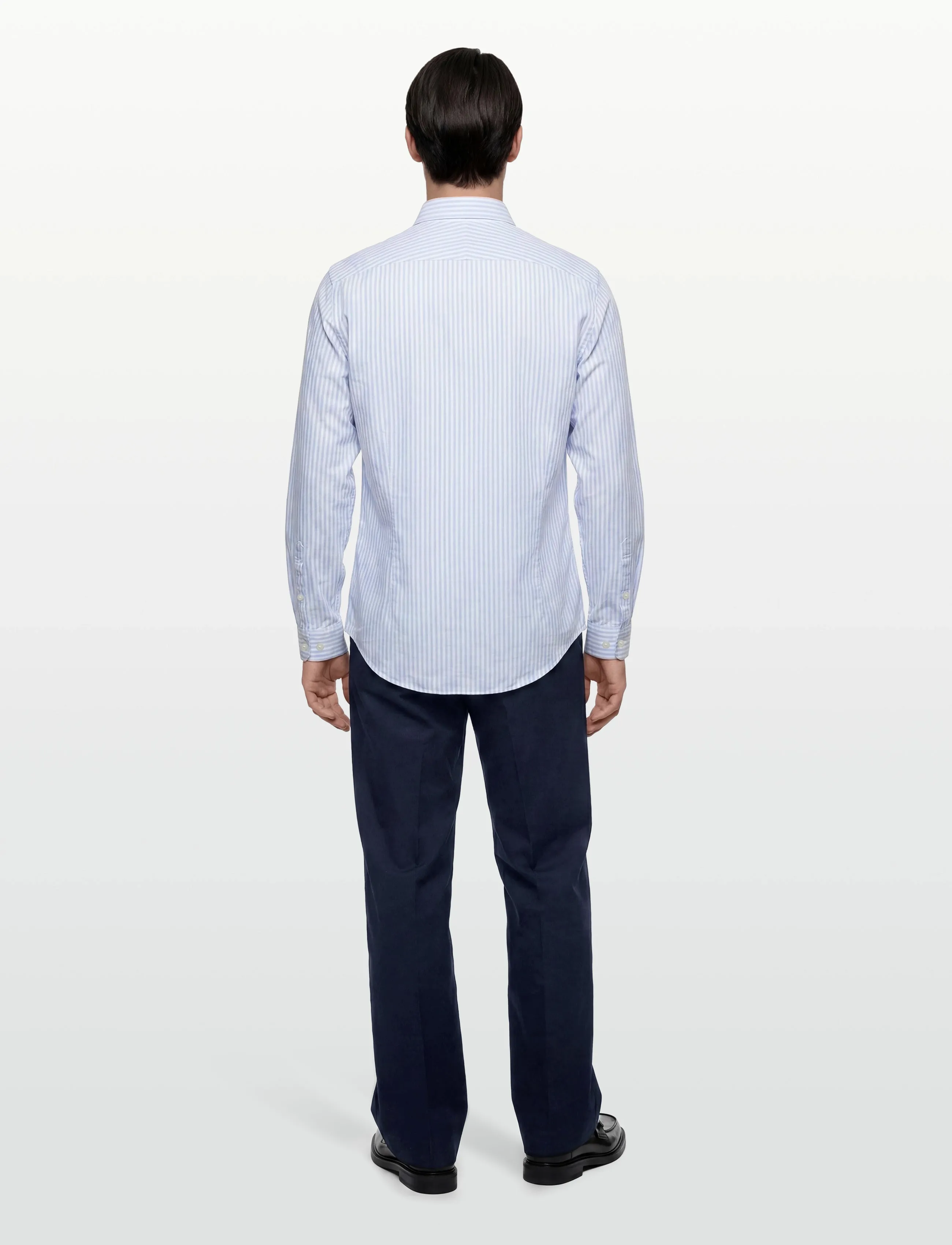 Lindbergh Black - 1927: Cotton/linen soft collar str - gestreifte hemden - lt blue - 4