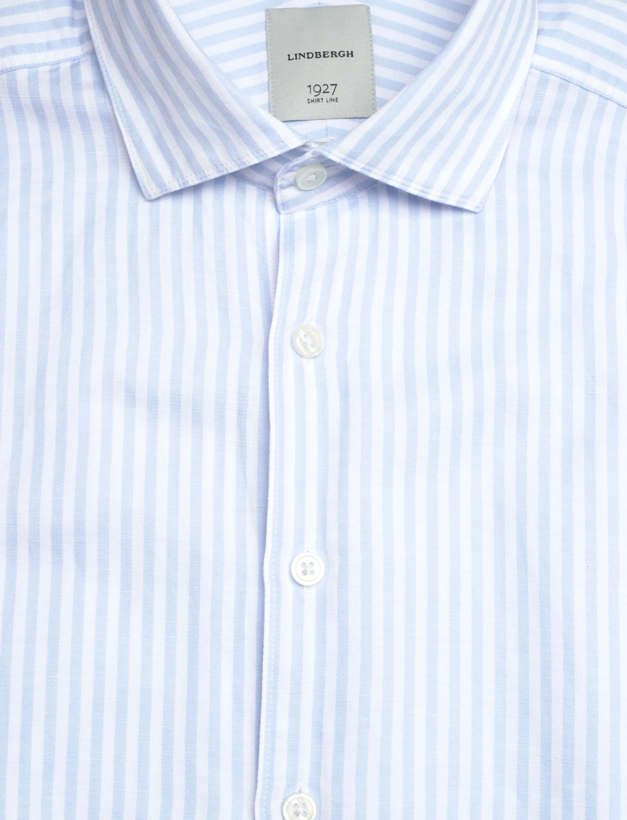 Lindbergh Black - 1927: Cotton/linen soft collar str - triibulised särgid - lt blue - 5