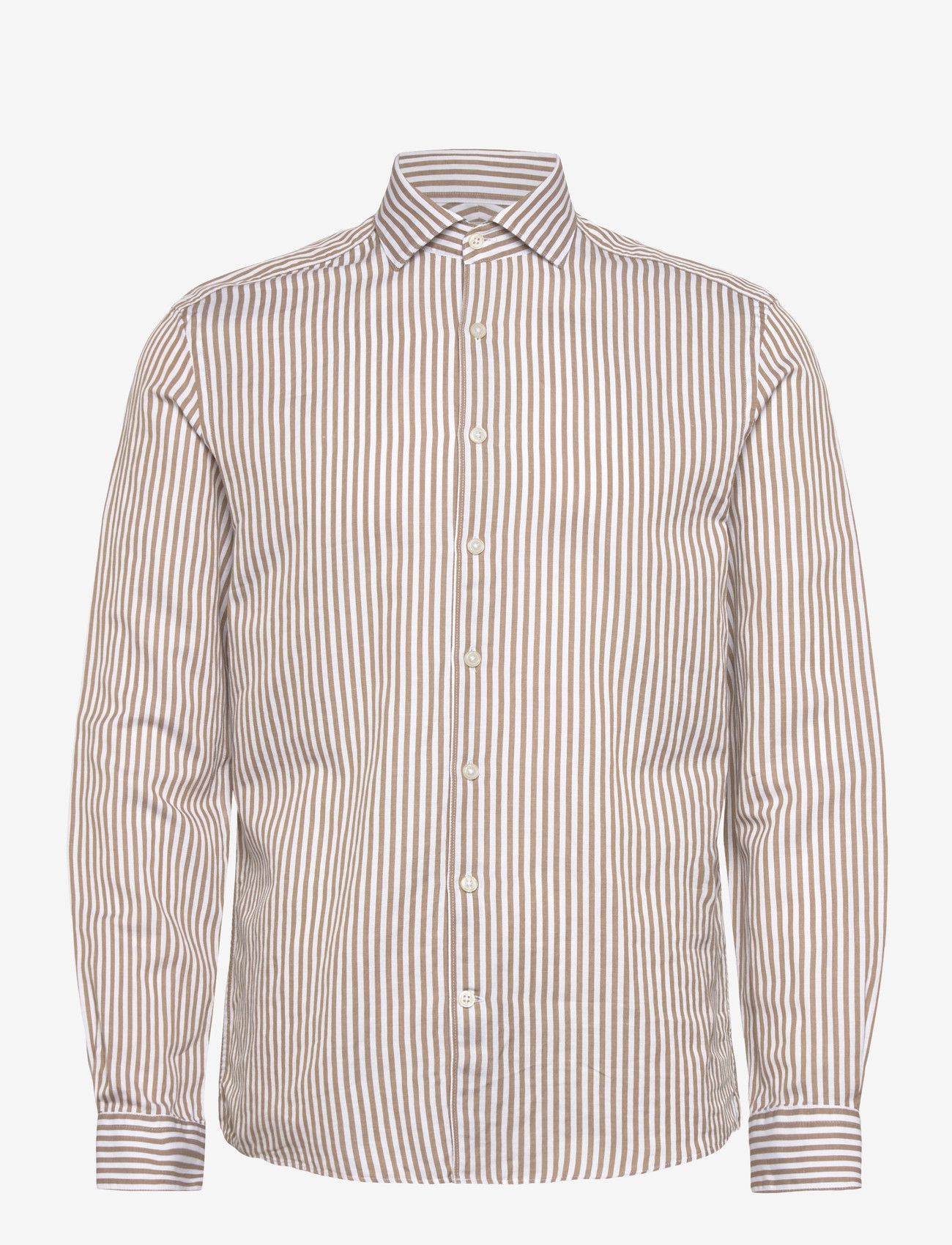 Lindbergh Black - 1927: Cotton/linen soft collar str - stribede skjorter - lt sand - 1