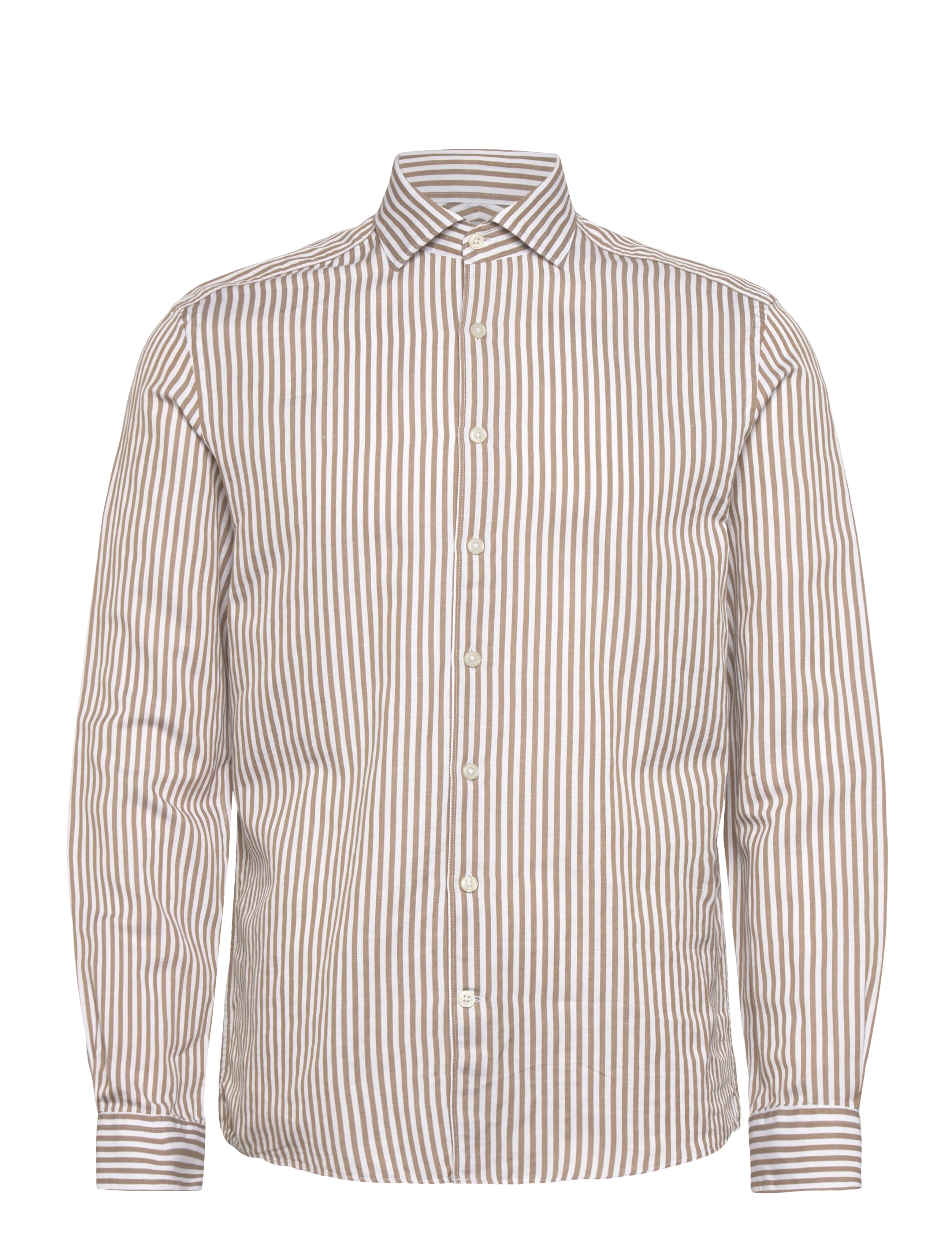 Lindbergh Black 1927: Cotton/linen soft collar str - Business skjorter - LT SAND / beige