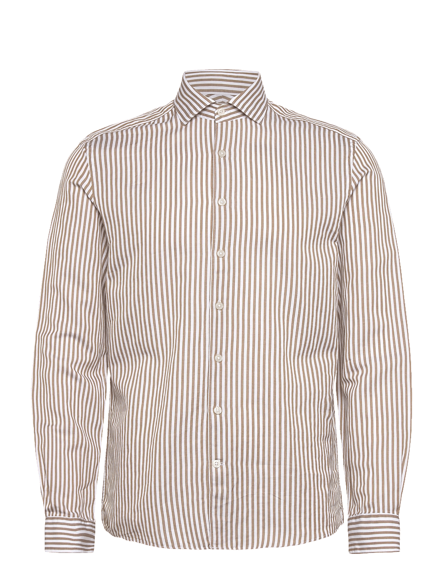 Lindbergh Black - 1927: Cotton/linen soft collar str - triibulised särgid - lt sand - 1
