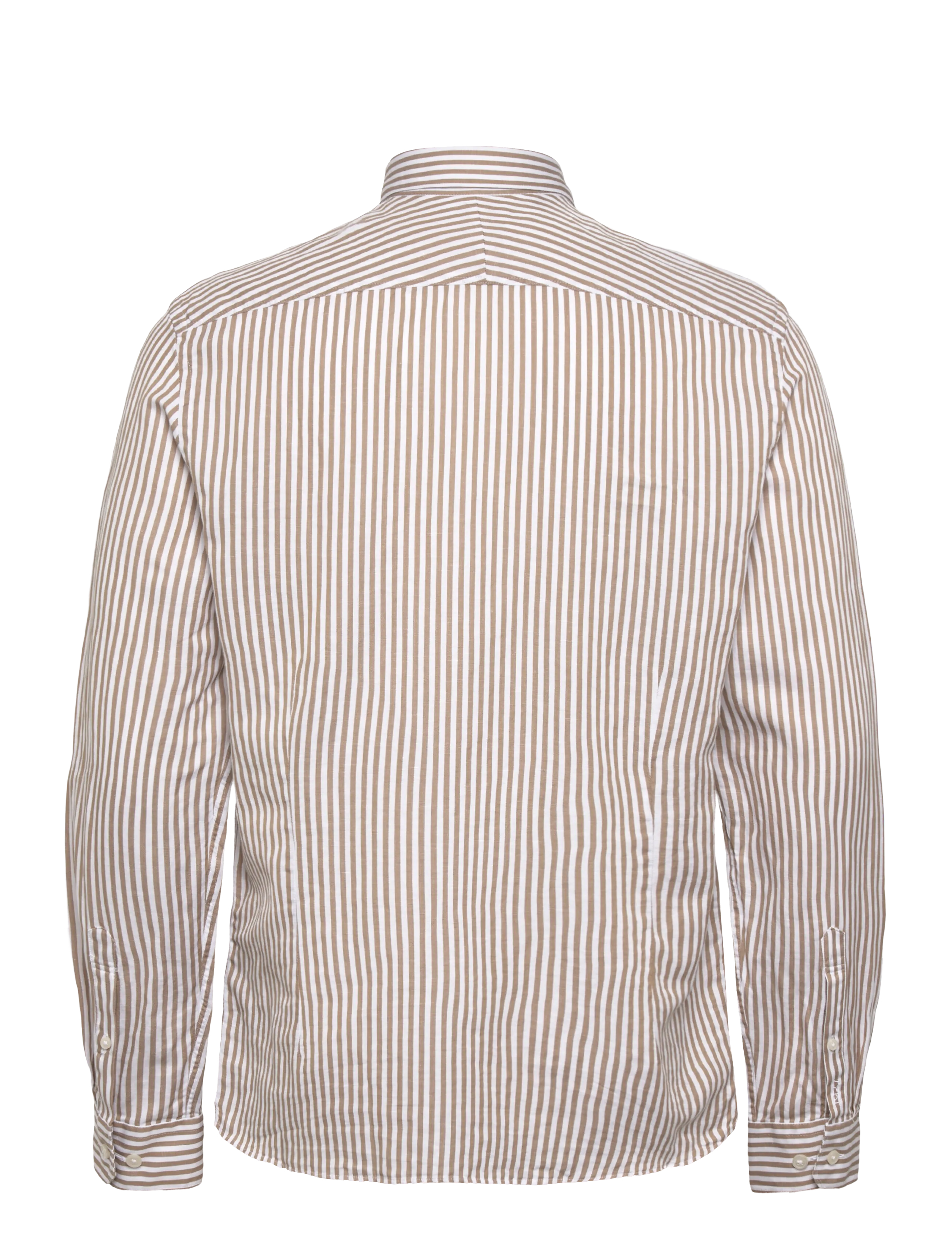 Lindbergh Black - 1927: Cotton/linen soft collar str - gestreifte hemden - lt sand - 2