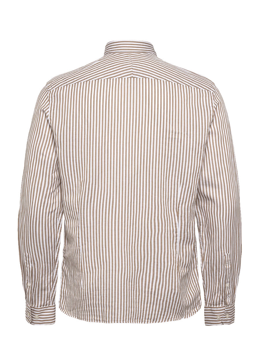 Lindbergh Black - 1927: Cotton/linen soft collar str - triibulised särgid - lt sand - 2