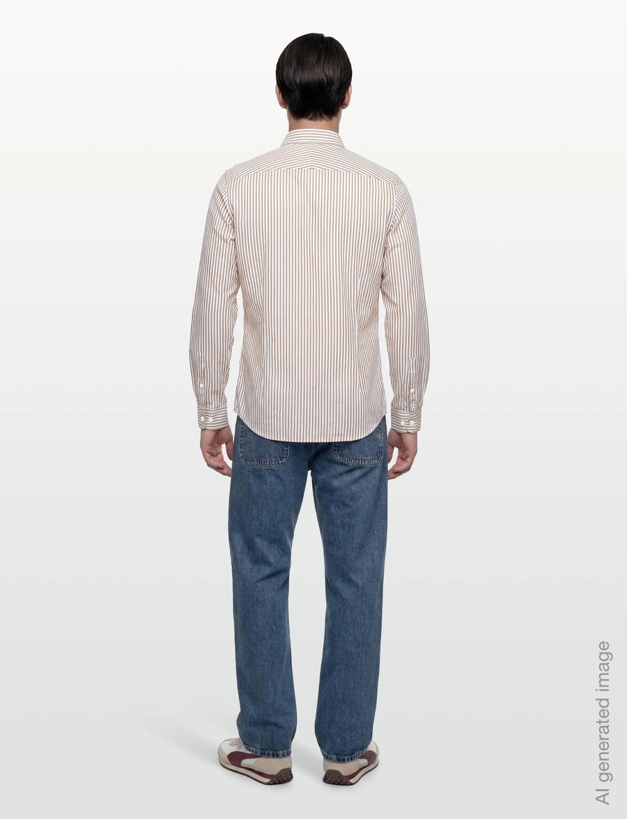 Lindbergh Black - 1927: Cotton/linen soft collar str - triibulised särgid - lt sand - 4
