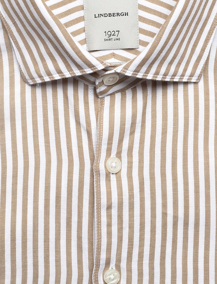 Lindbergh Black - 1927: Cotton/linen soft collar str - triibulised särgid - lt sand - 5