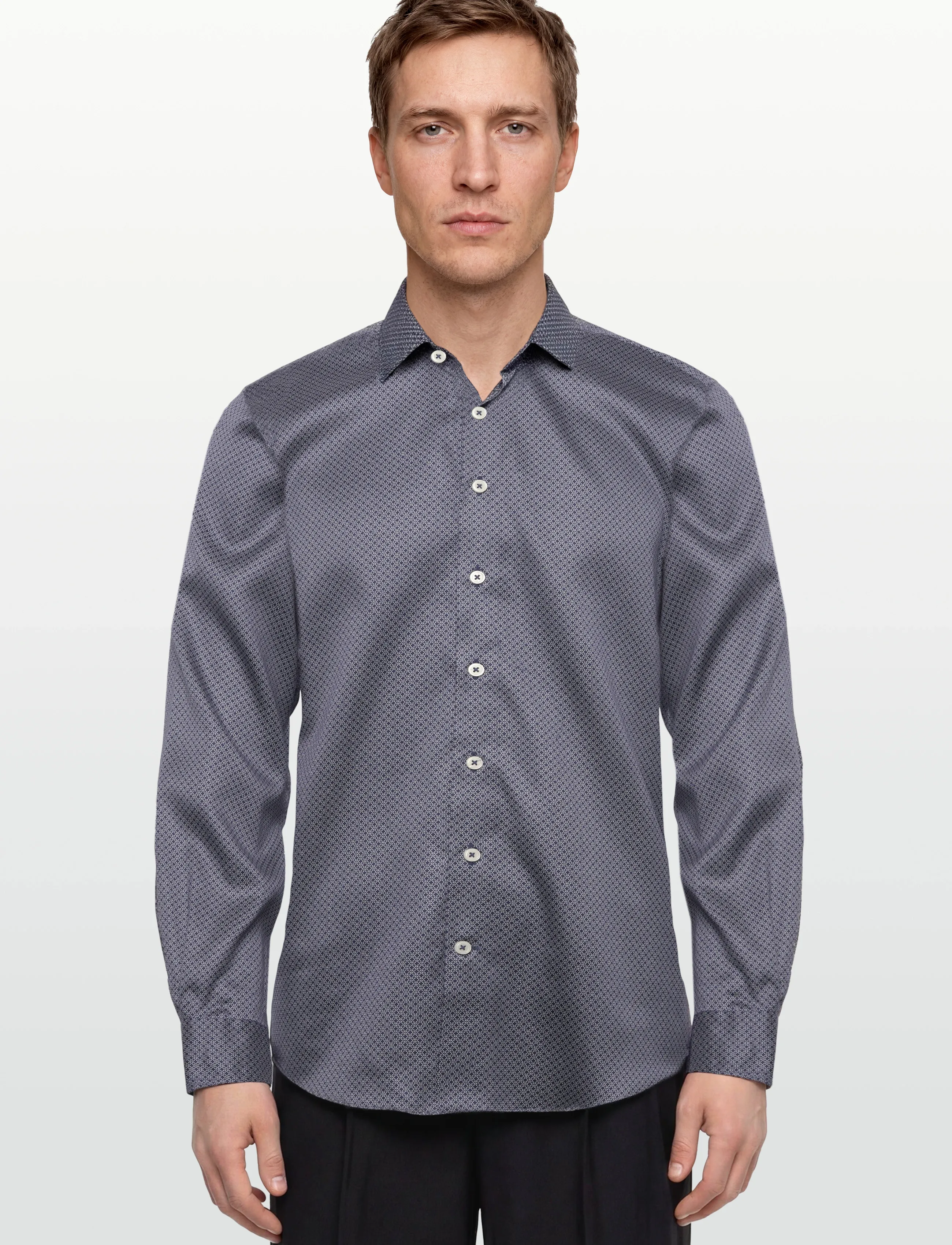 Lindbergh Black - 1927: AOP shirt WF L/S - mønstrede skjorter - dk blue - 3