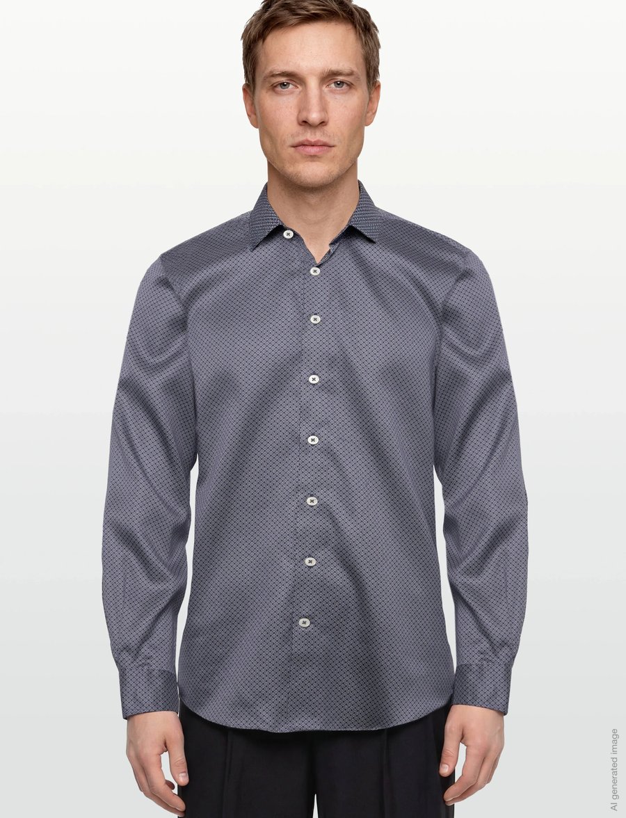 Lindbergh Black - 1927: AOP shirt WF L/S - hemden mit muster - dk blue - 3