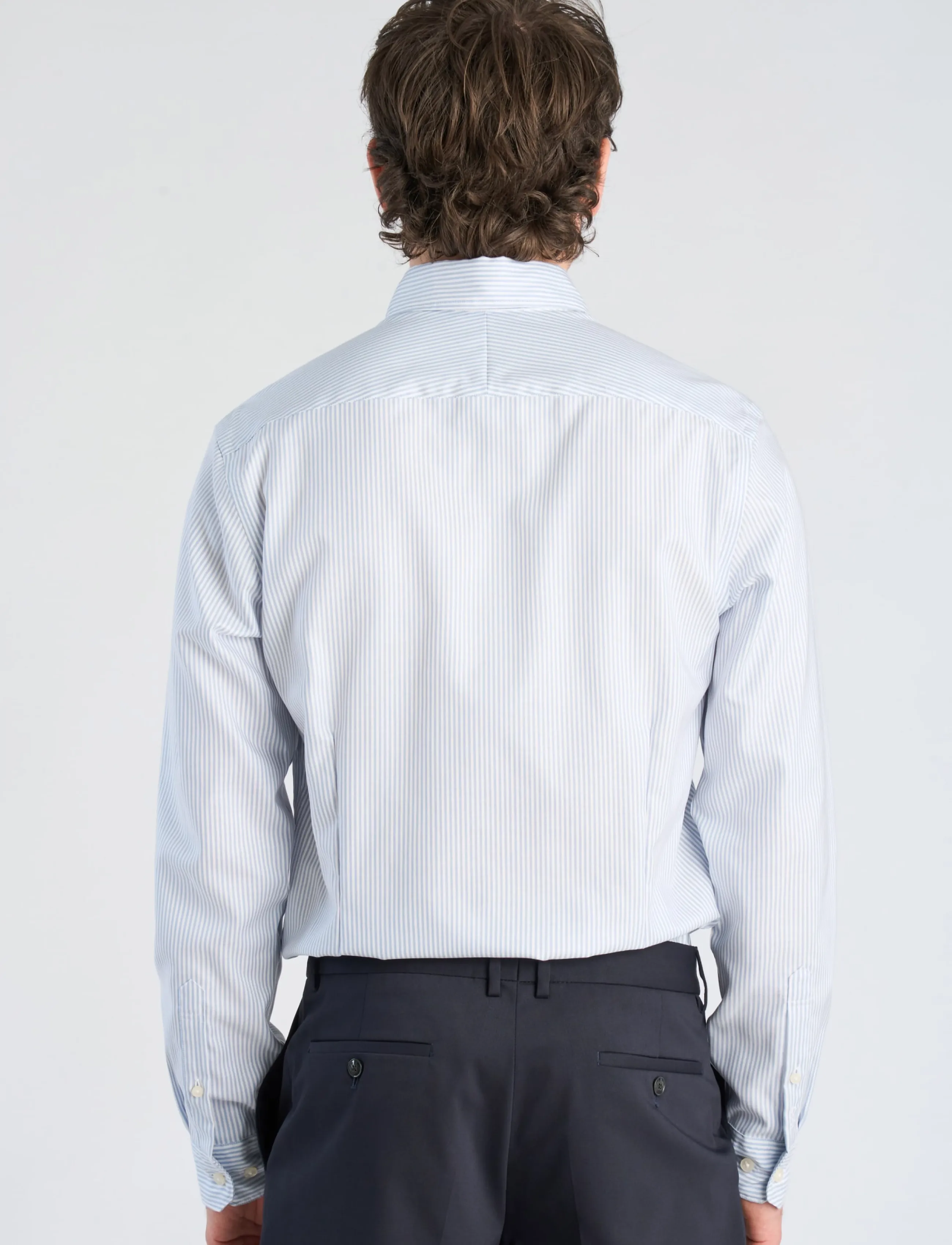 Lindbergh Black - 1927: Pinpoint oxford shirt WF L/S - oxford shirts - lt blue stripe - 4