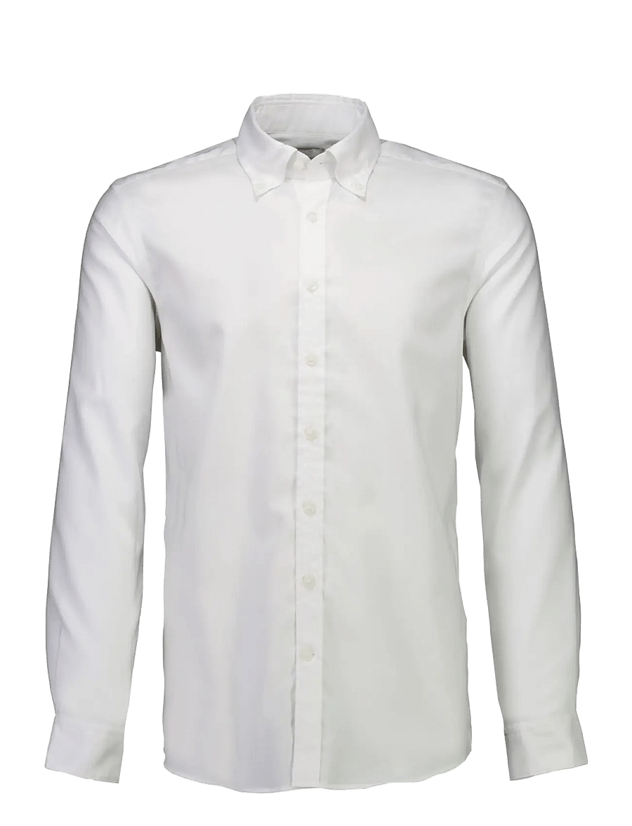 Lindbergh Black - 1927: Pinpoint oxford shirt WF L/S - oxford-skjortor - white - 0