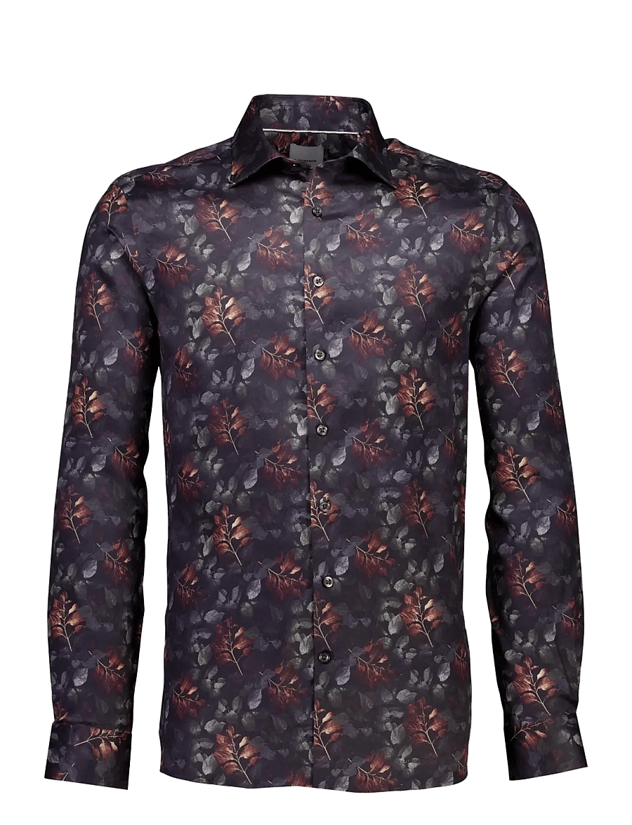 Lindbergh Black - 1927: AOP shirt WF L/S - gemusterte hemden - dk brown - 0