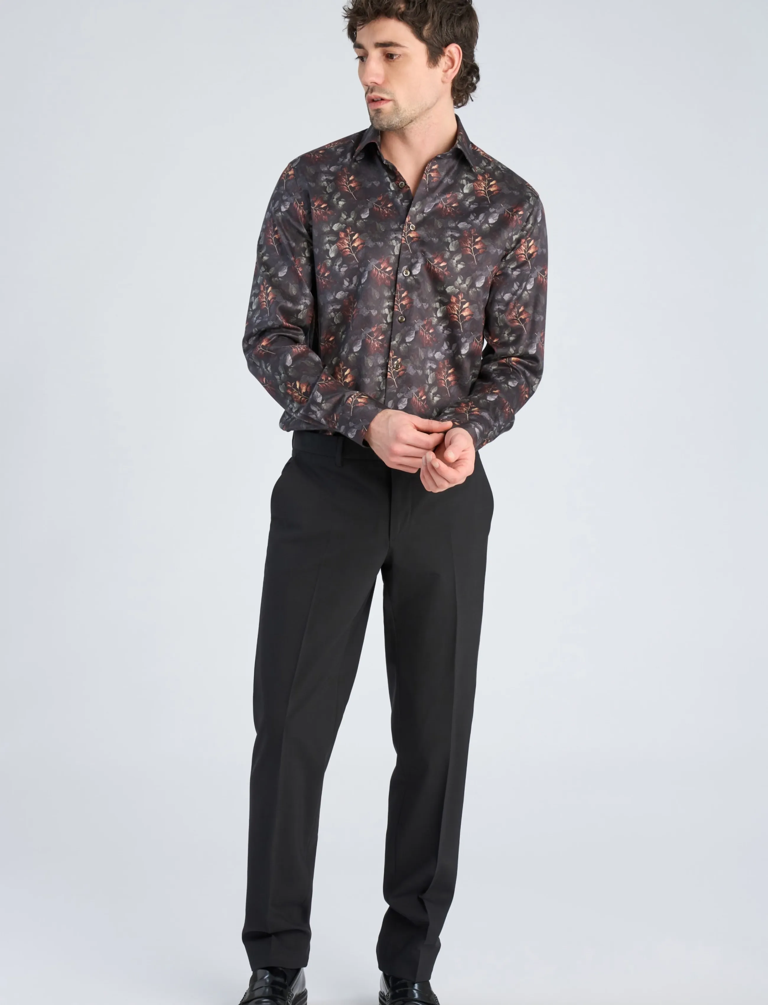 Lindbergh Black 1927: AOP shirt WF L/S - Hemden - DK BROWN / brown