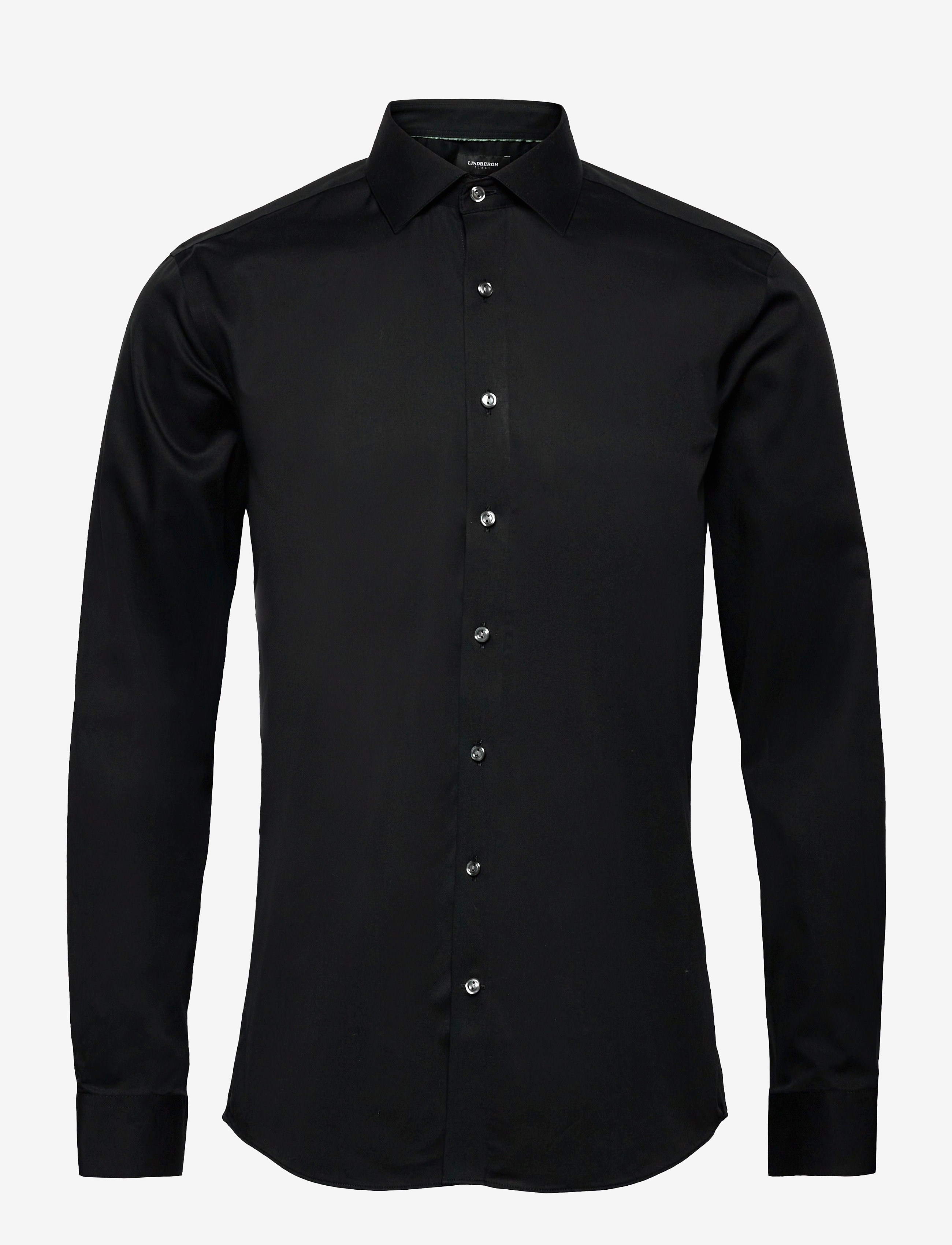 LINDBERGH Schwarz Technical :Cut Away Collar, Tailor Fit Baumwolle Shirt, Wf Ls Schwarz - XL - Herren