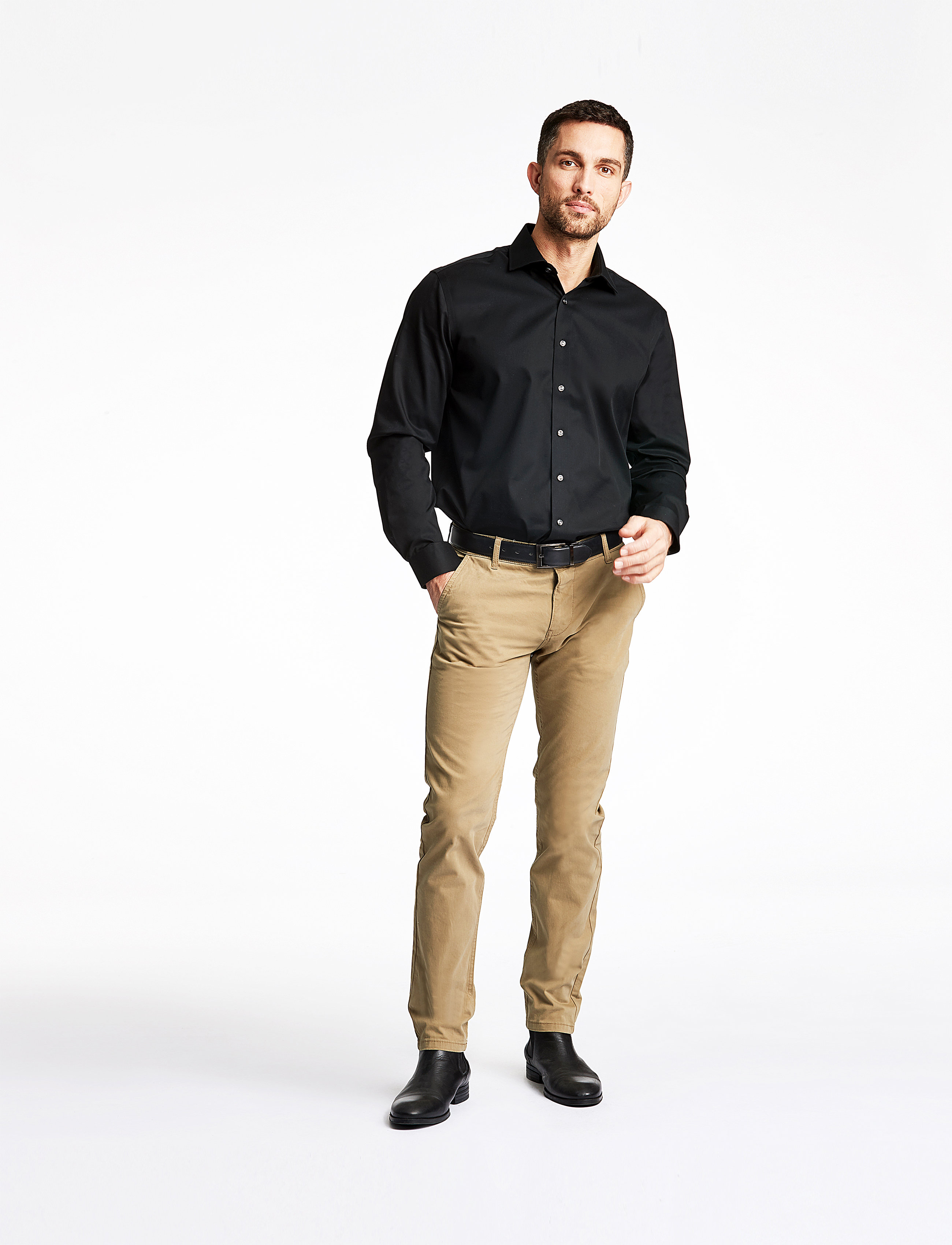 Lindbergh Black Technical :Cut Away Collar, Tailor Fit Cotton Shirt, Wf Ls, XL, Shirts, Schwarz - Business, Männerswear