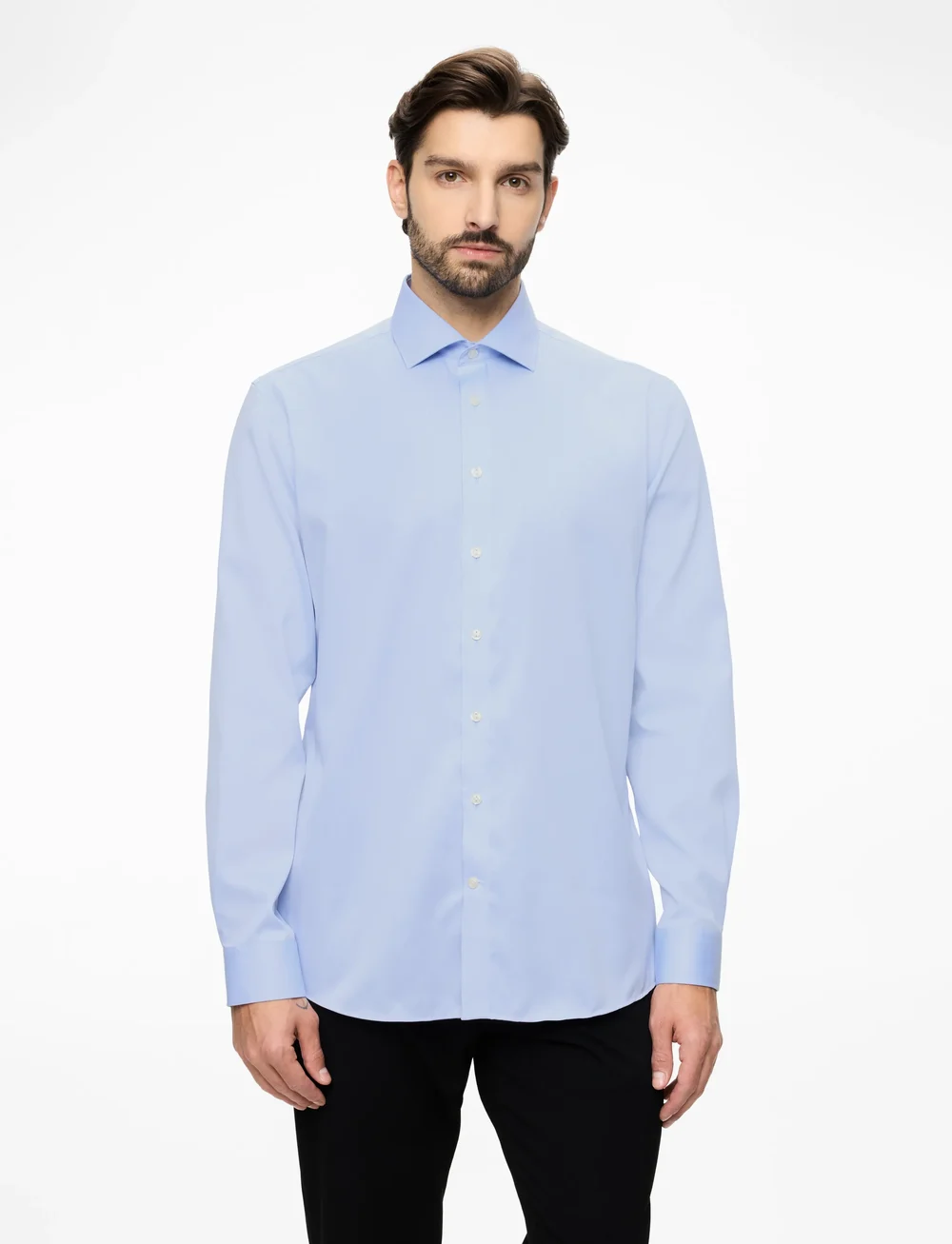 Lindbergh Black - Plain fine twill shirt, WF LS - formal shirts - light blue - 1