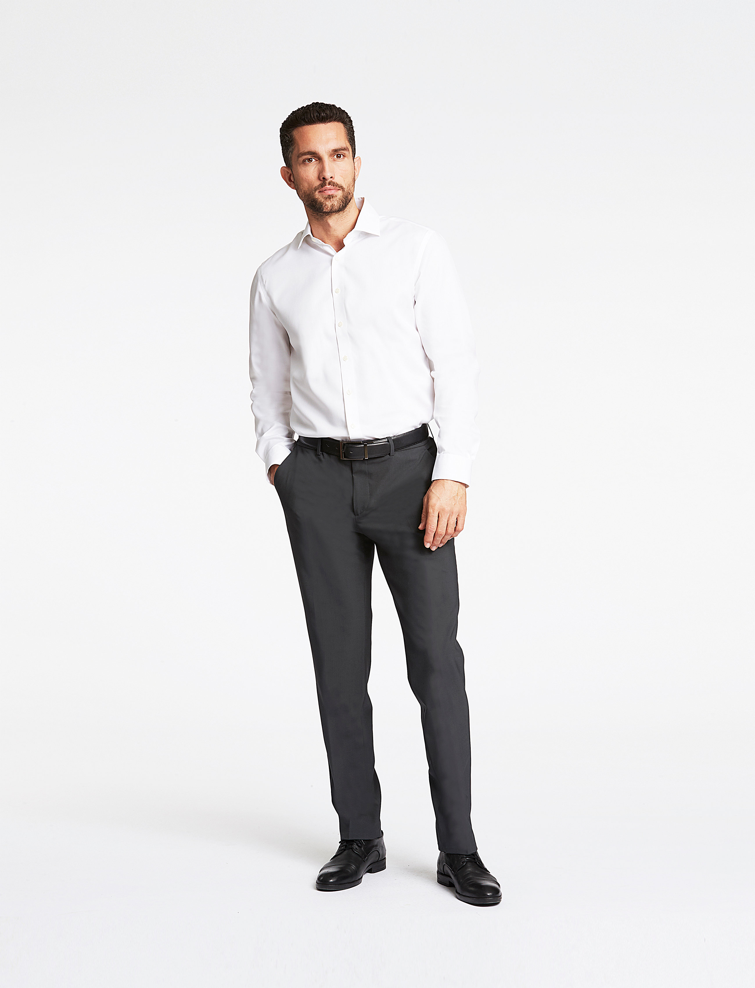 Lindbergh Black Technical :Cut Away Collar, Tailor Fit Cotton Shirt, Wf Ls, S, Shirts, Weiß - Business, Männerswear