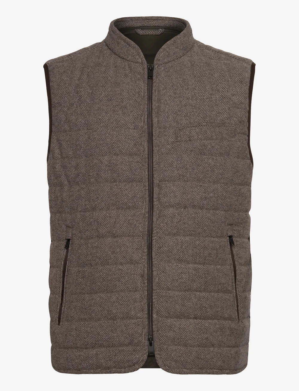 Lindbergh Black - Light padded zip through vest - västar - brown mel - 1