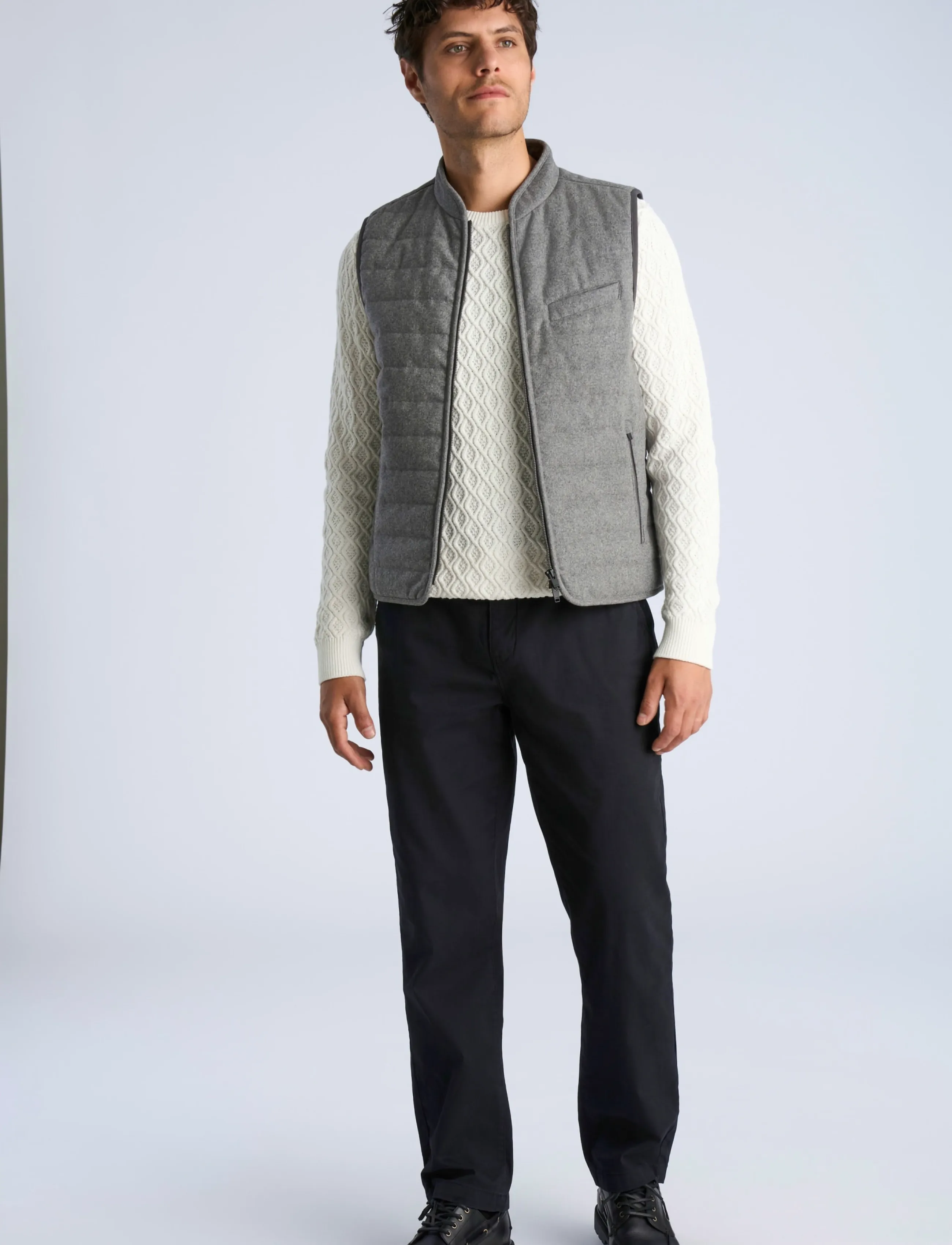 Lindbergh Black Light padded zip through vest - Clothing - GREY MEL / grey