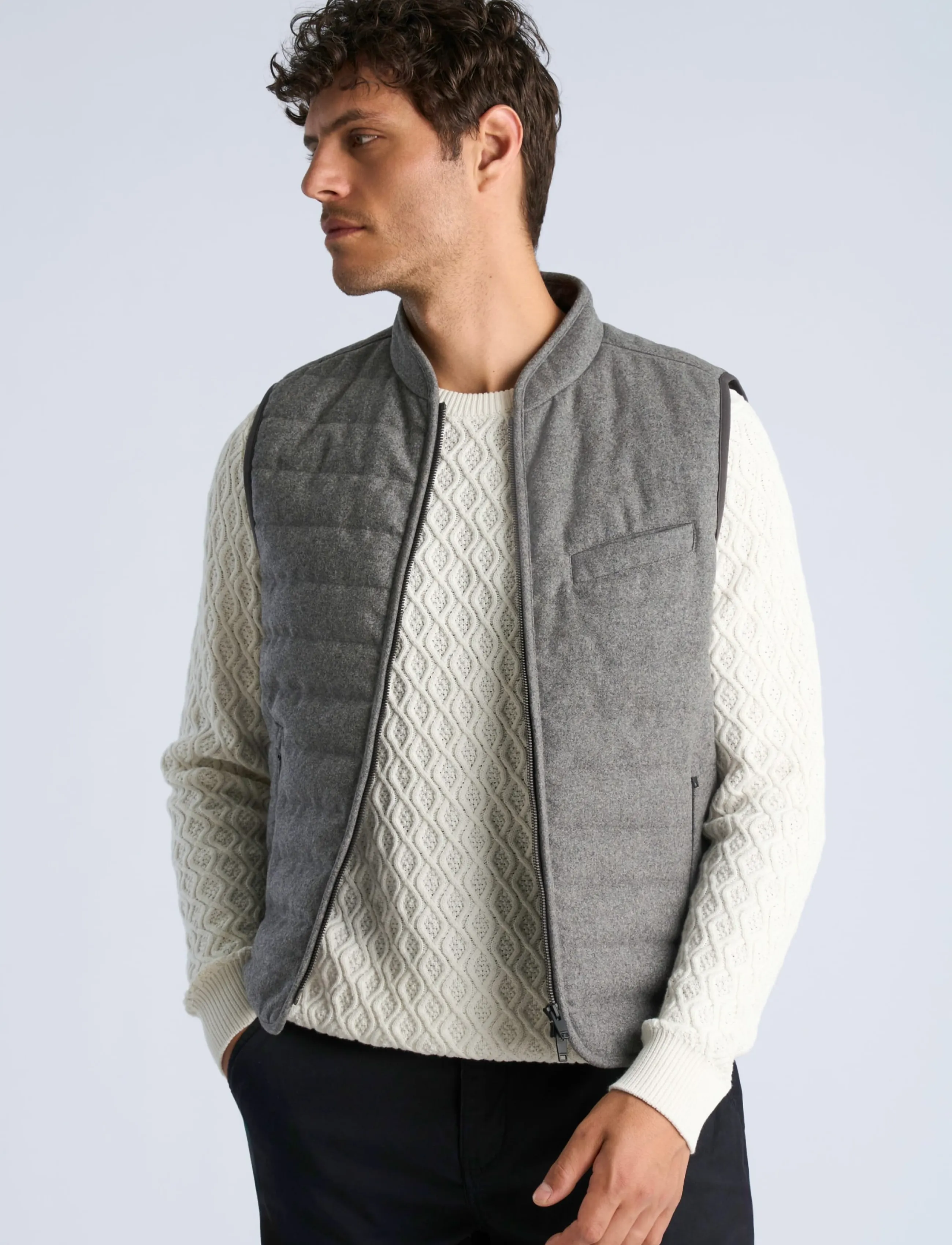 Lindbergh Black - Light padded zip through vest - vests - grey mel - 3