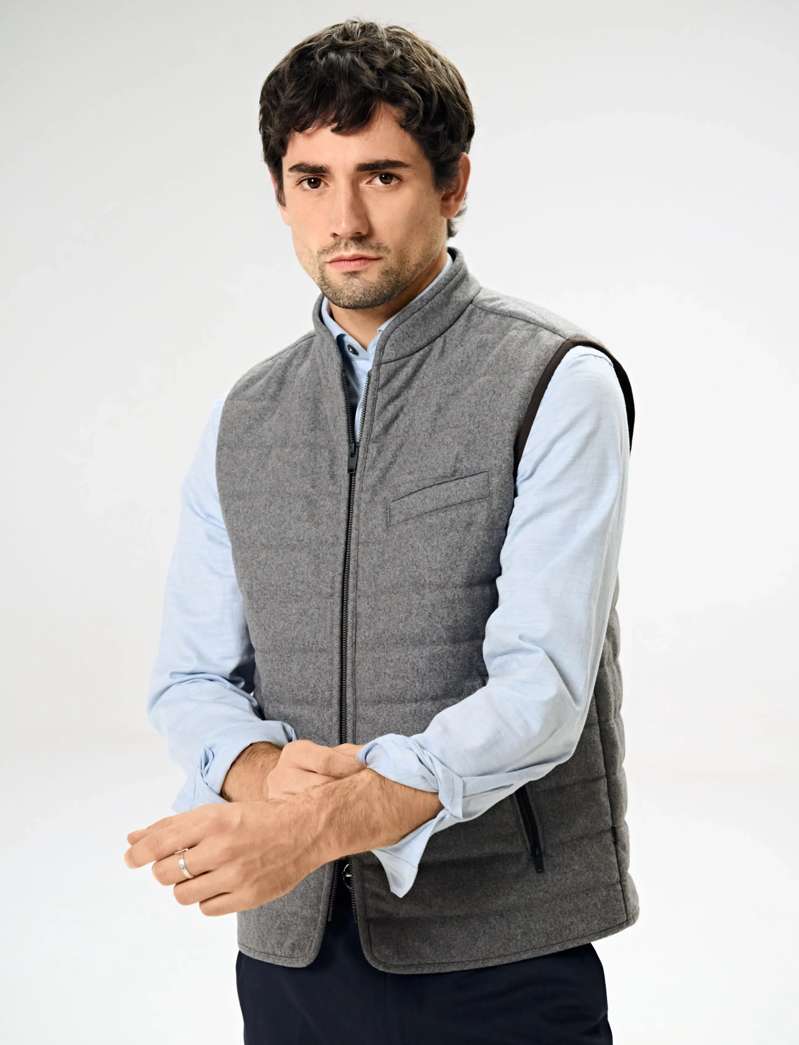 Lindbergh Black - Light padded zip through vest - vests - grey mel - 5