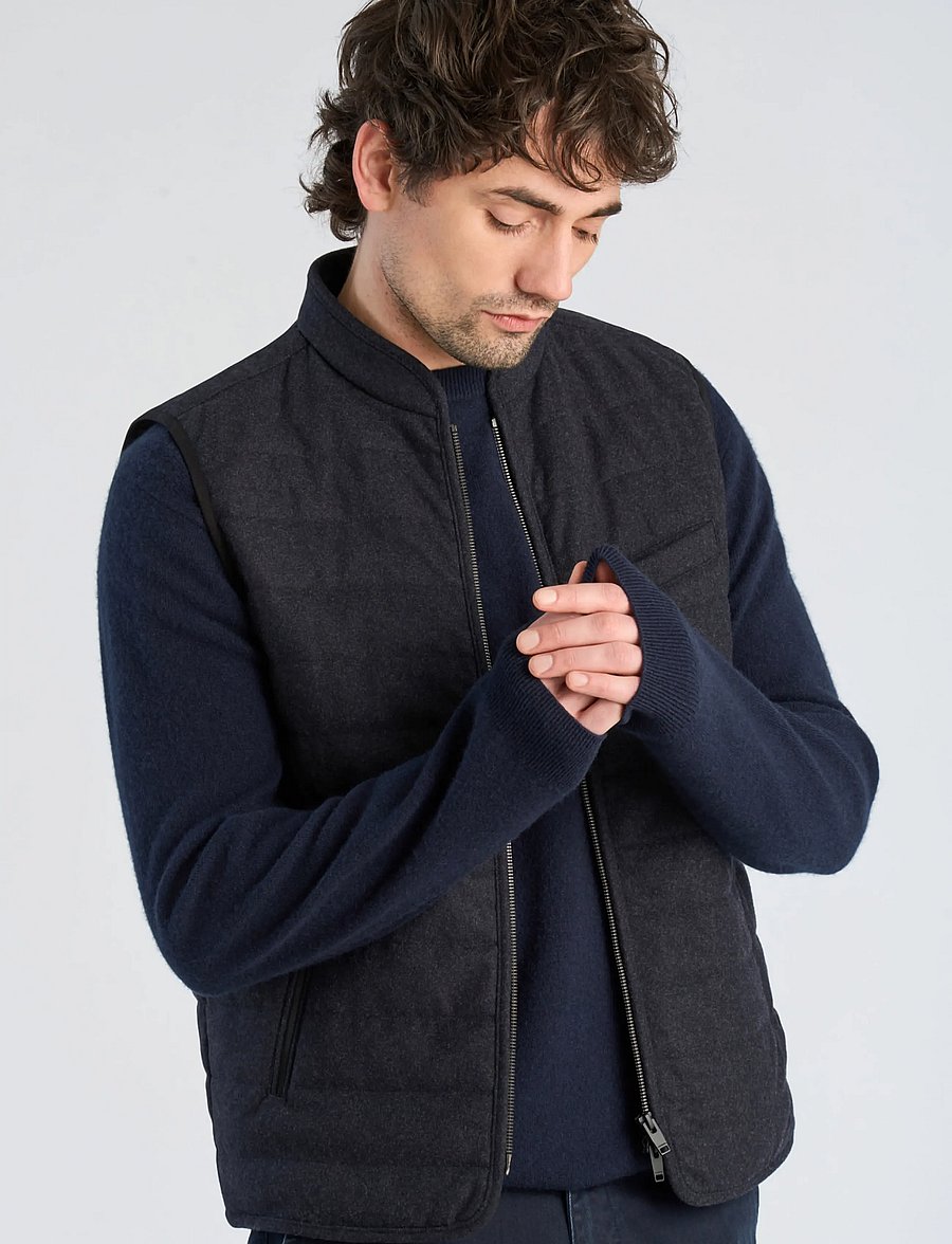 Lindbergh Black - Light padded zip through vest - navy mel - 3
