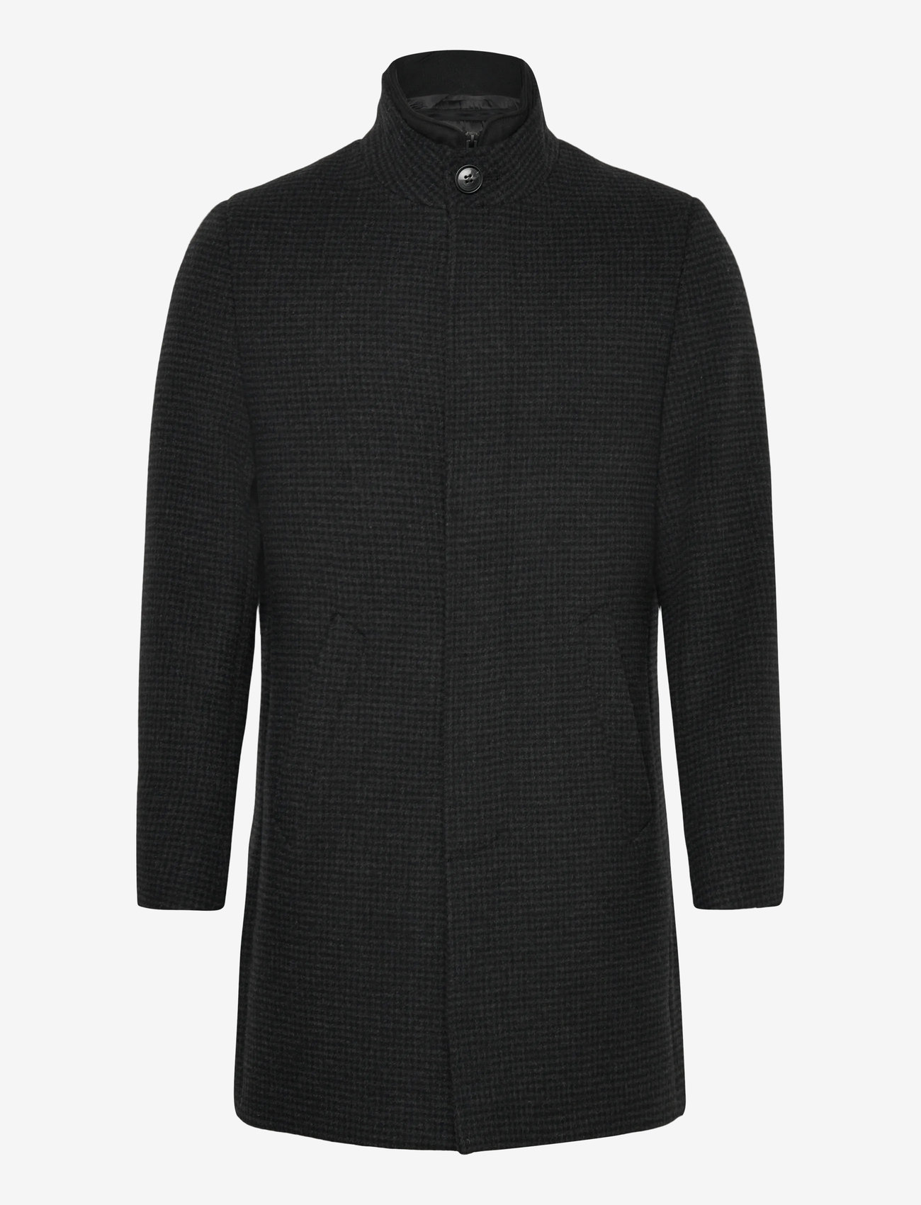 Lindbergh Black - Detachable collar wool coat - talvejoped - black mel - 0