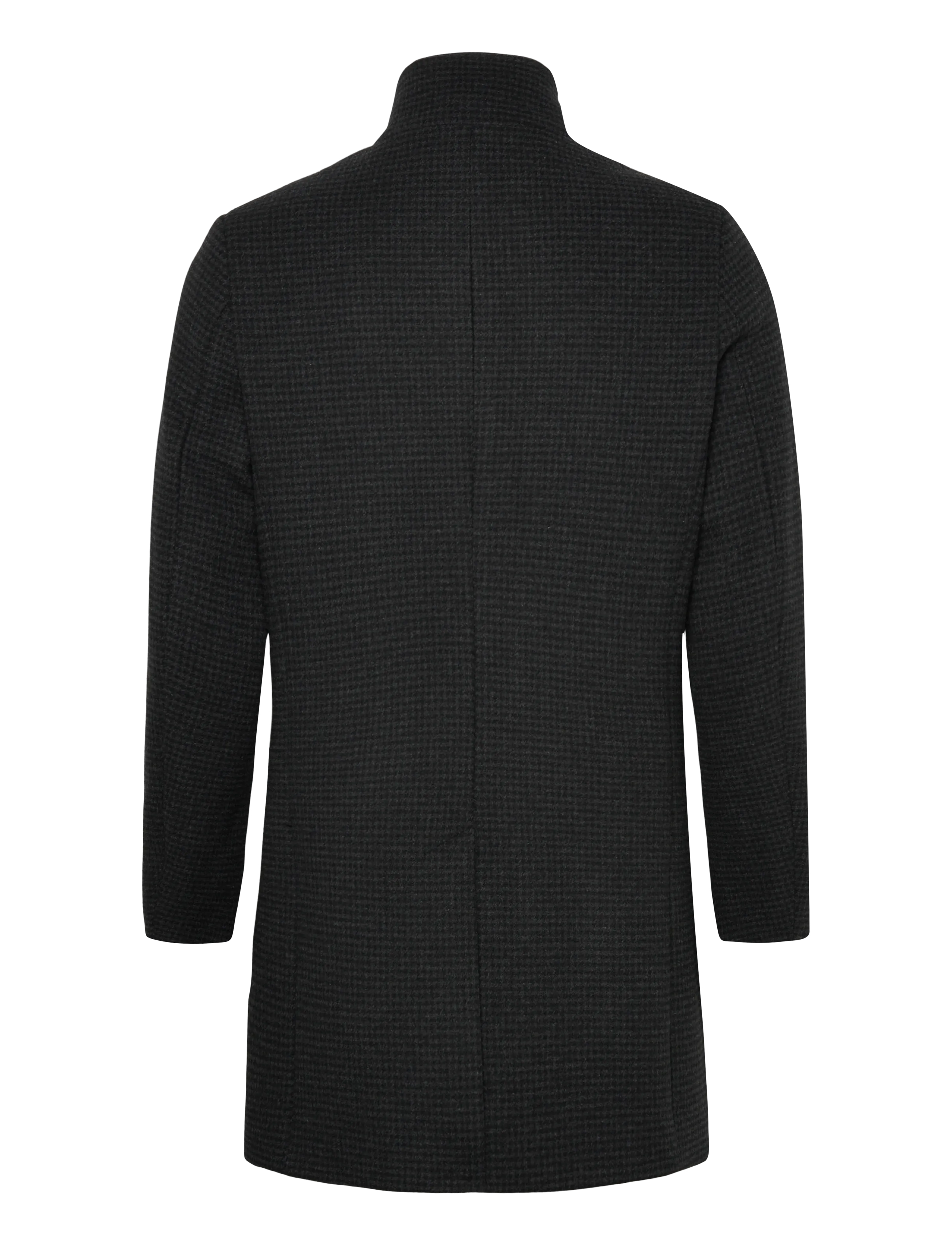 Lindbergh Black - Detachable collar wool coat - wool coats - black mel - 1