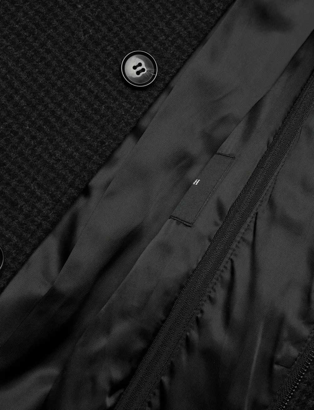 Lindbergh Black - Detachable collar wool coat - wool coats - black mel - 4
