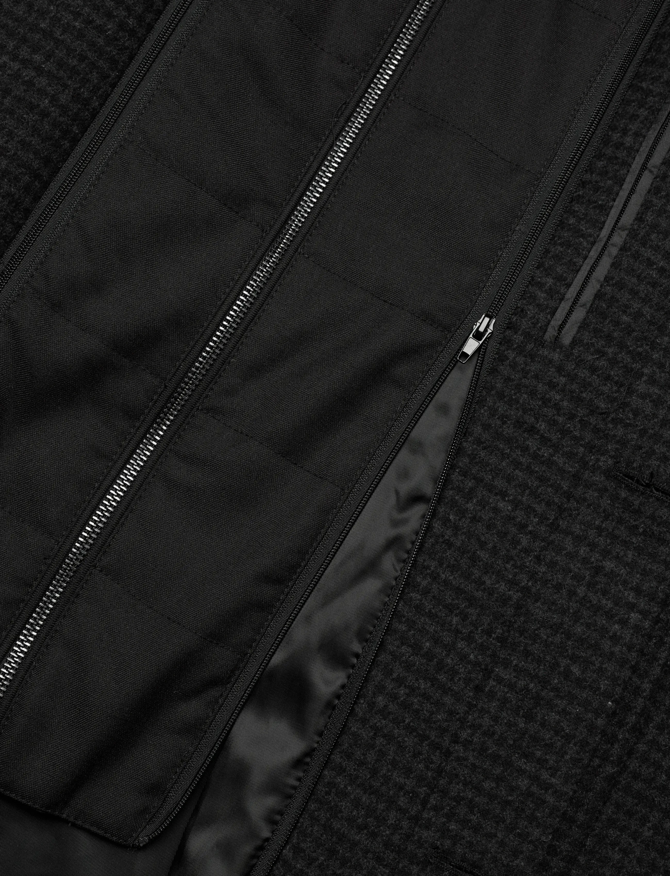 Lindbergh Black - Detachable collar wool coat - wool coats - black mel - 5
