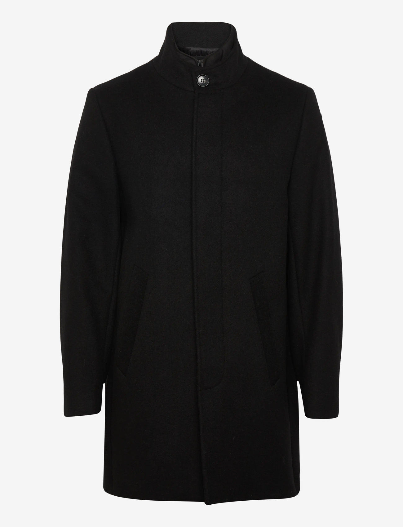 Lindbergh Black - Detachable collar wool coat - uldfrakker - black - 0