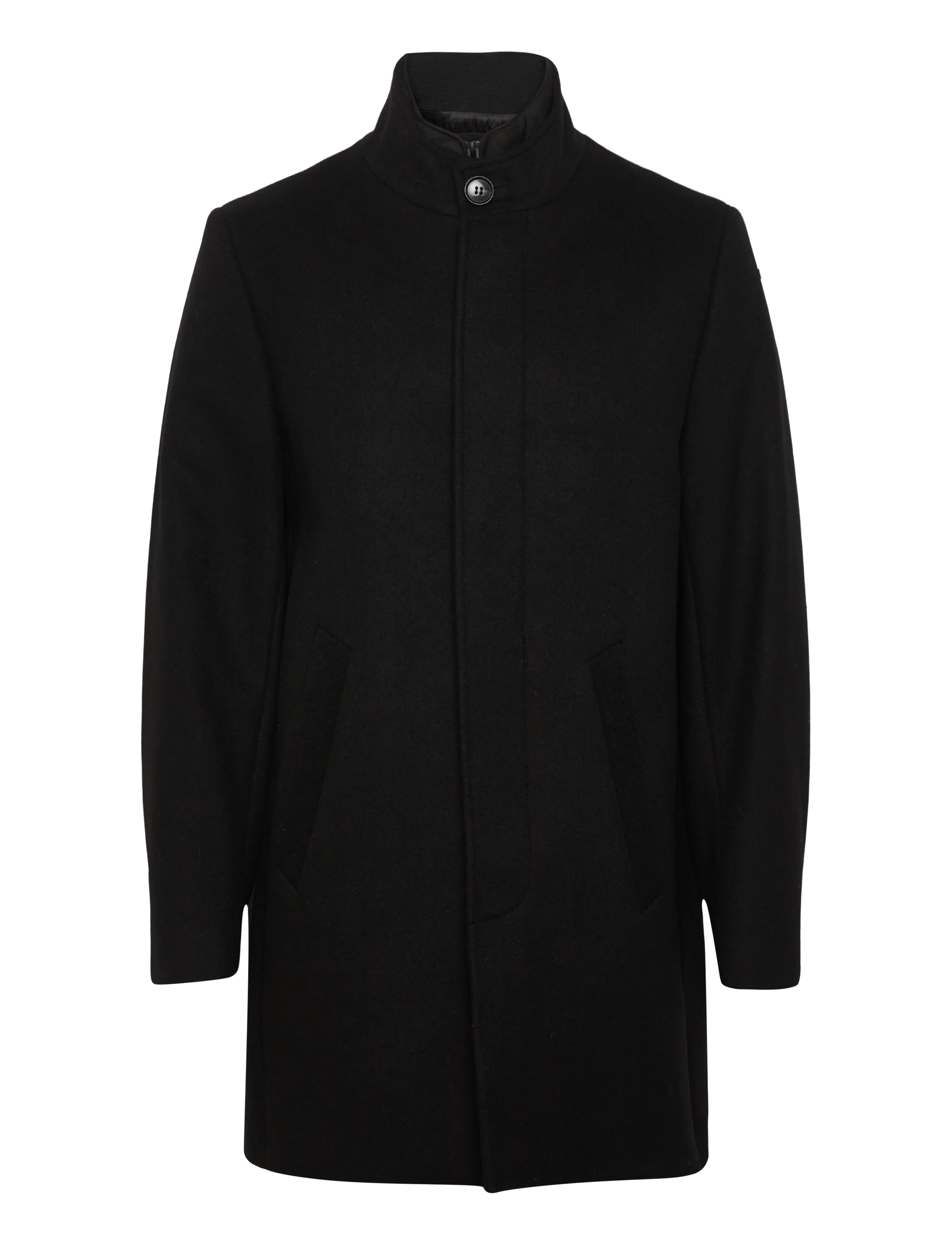 Lindbergh Black Detachable collar wool coat - Clothing - BLACK / black
