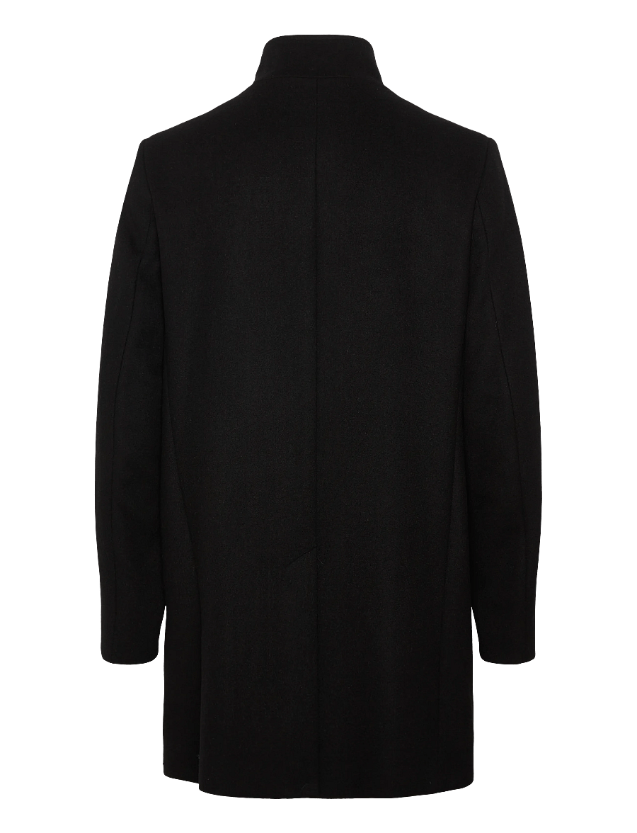 Lindbergh Black - Detachable collar wool coat - ullrockar - black - 2
