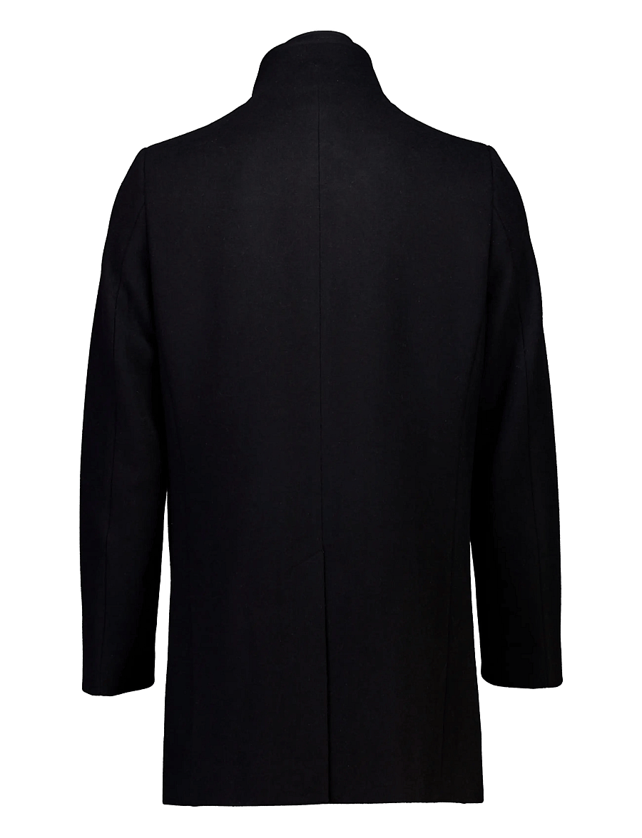 Lindbergh Black - Detachable collar wool coat - ullrockar - black - 3