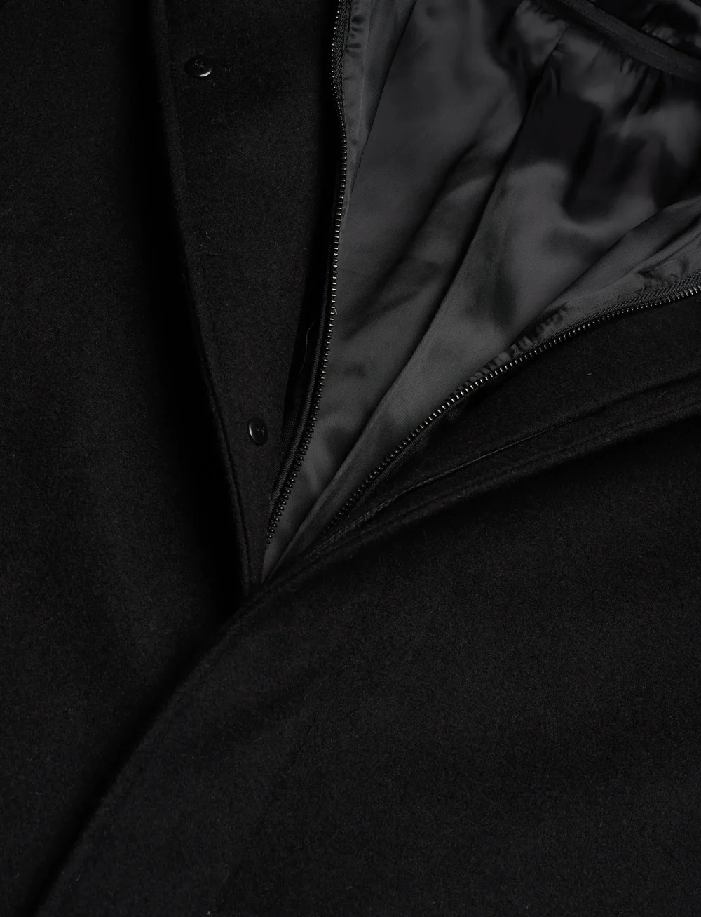 Lindbergh Black - Detachable collar wool coat - winter jackets - black - 2