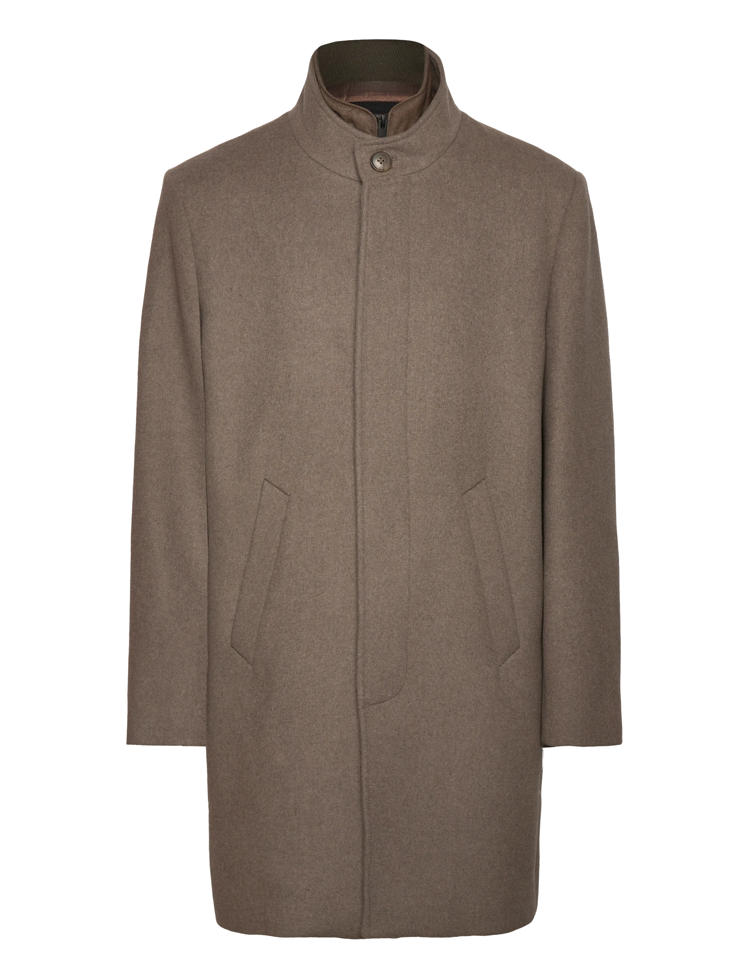 LINDBERGH Schwarz Detachable Collar Wolle Mantel Braun - XXXL - Herren