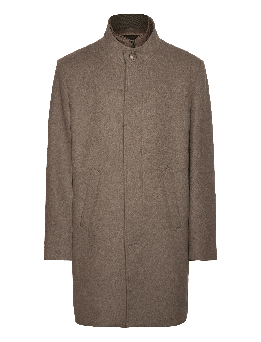 Lindbergh Black - Detachable collar wool coat - wool coats - mid brown - 1