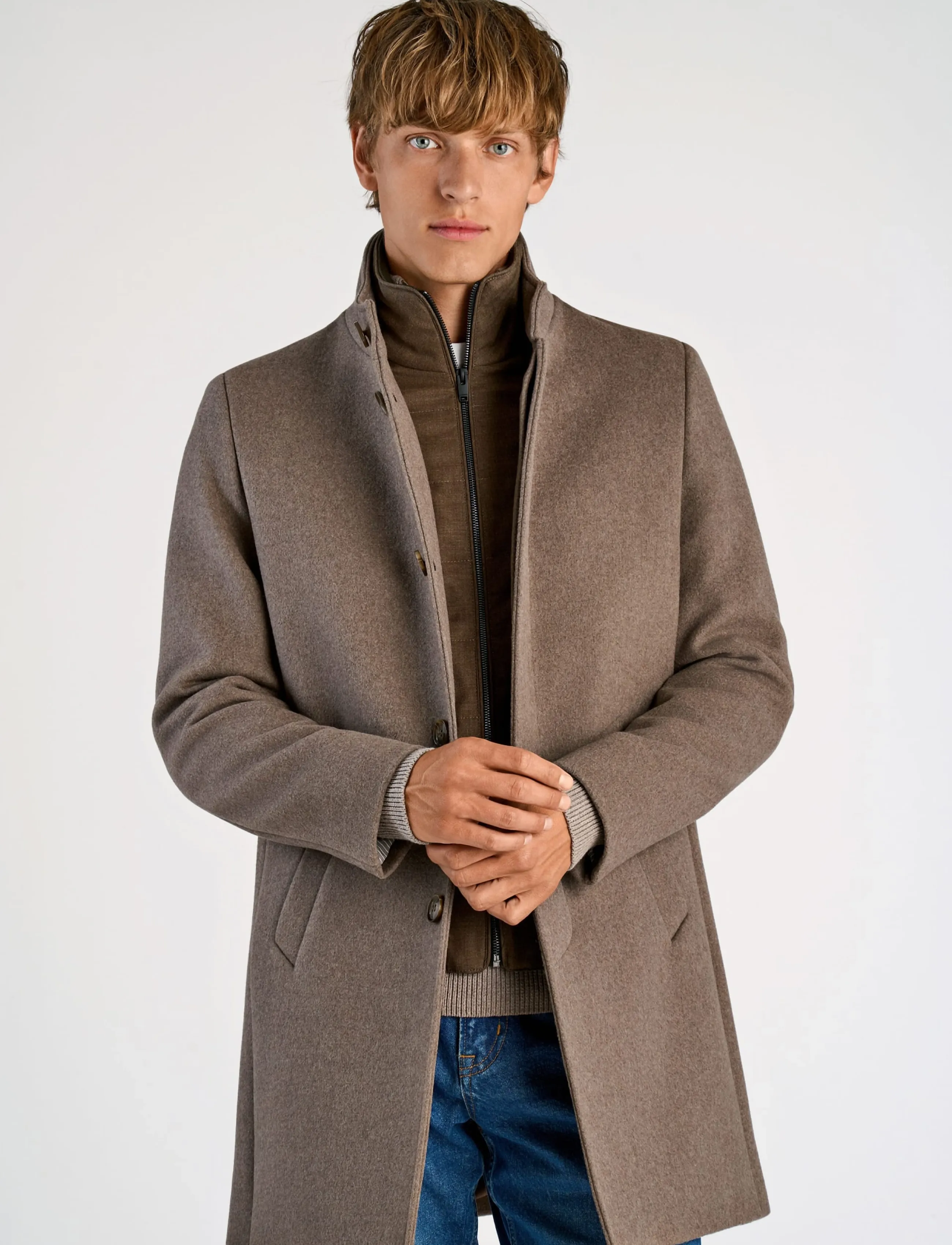Lindbergh Black - Detachable collar wool coat - villased mantlid - mid brown - 3
