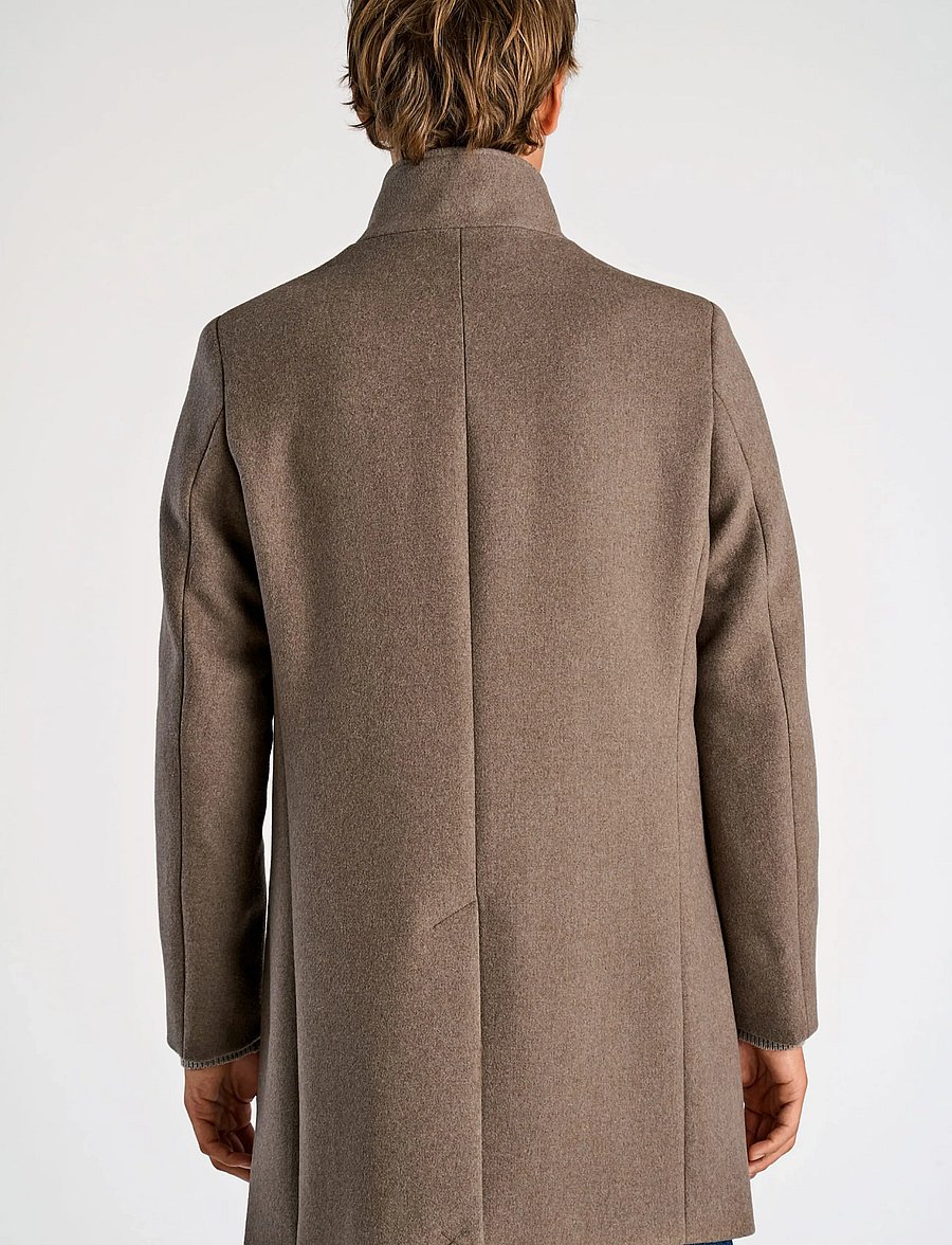 Lindbergh Black - Detachable collar wool coat - wool coats - mid brown - 4