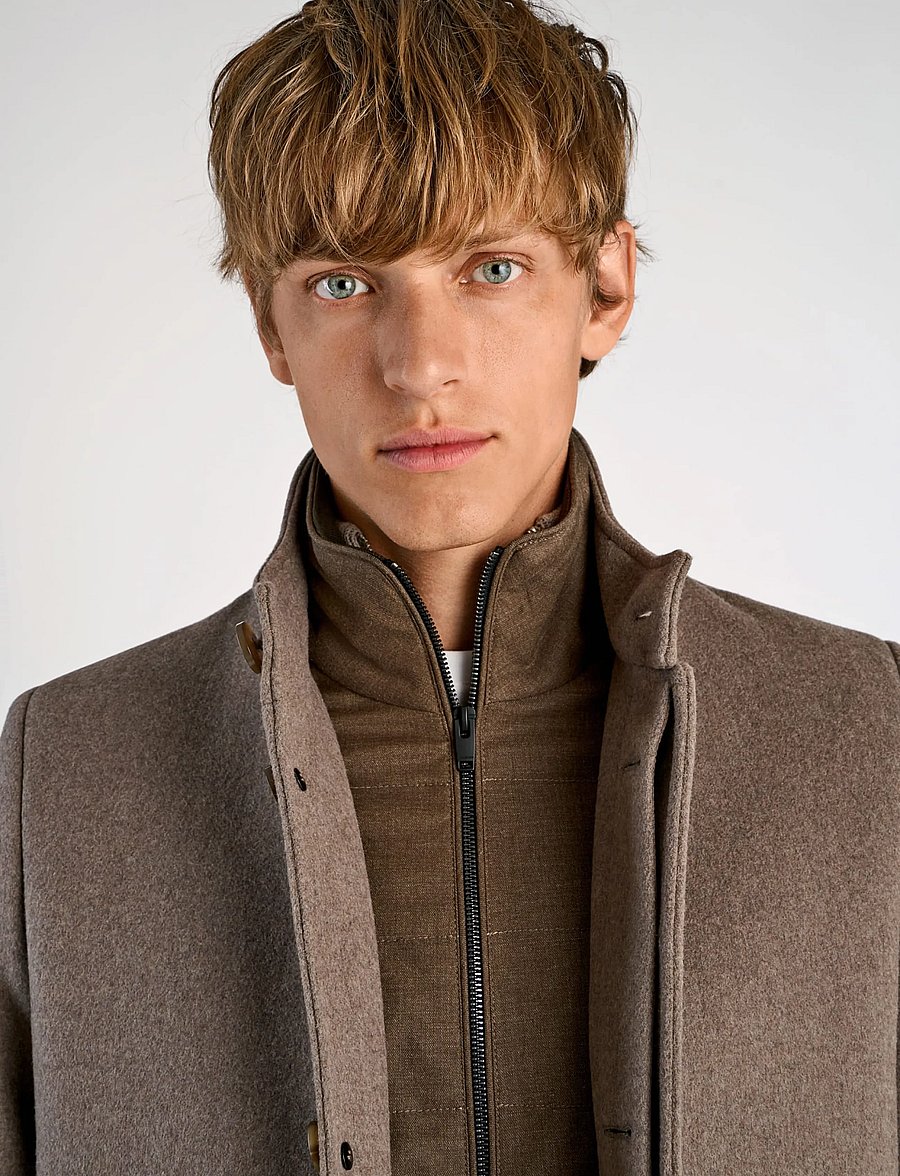 Lindbergh Black - Detachable collar wool coat - wool coats - mid brown - 5
