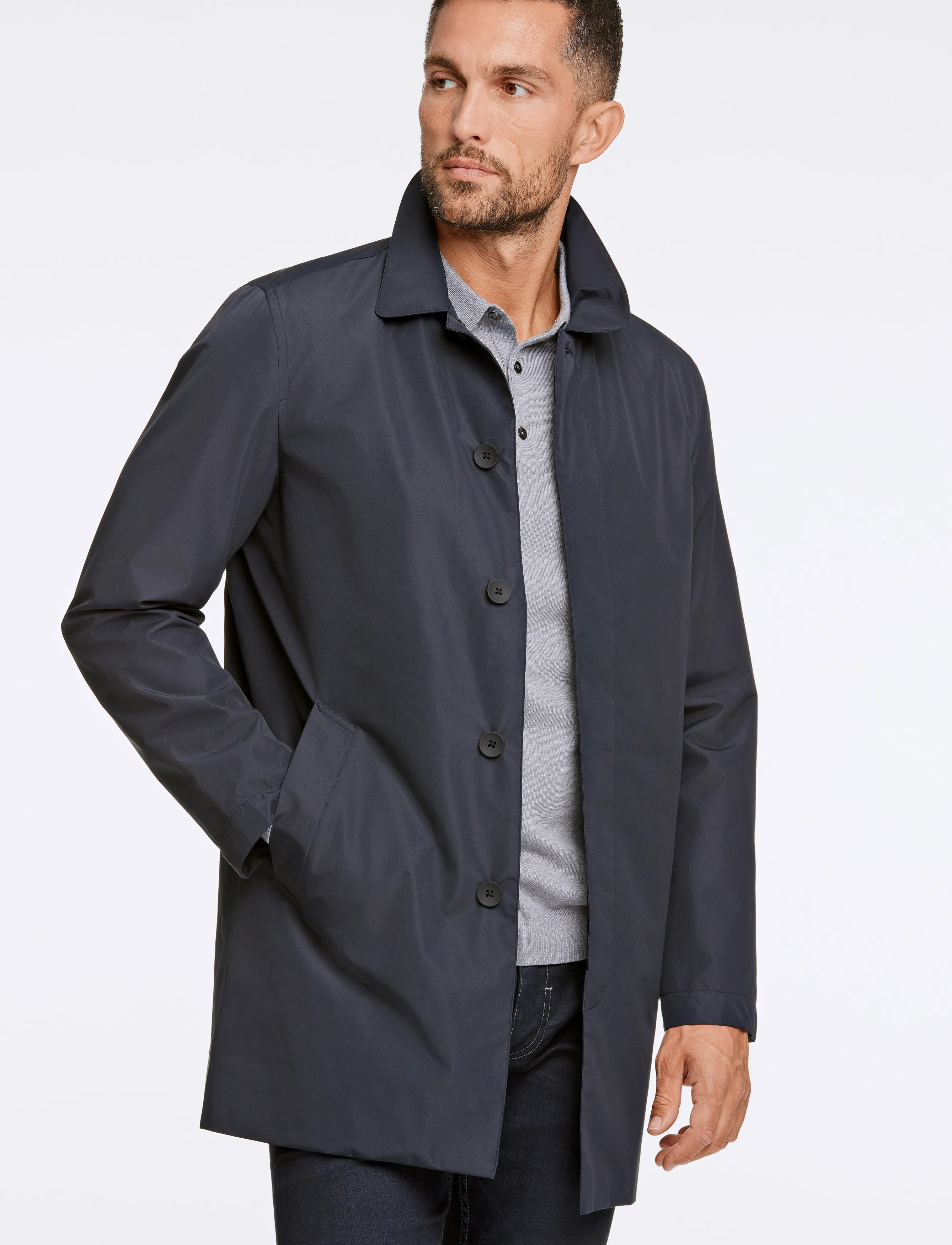 Lindbergh Black Water repellent mac coat - Mantlid - DK NAVY / navy