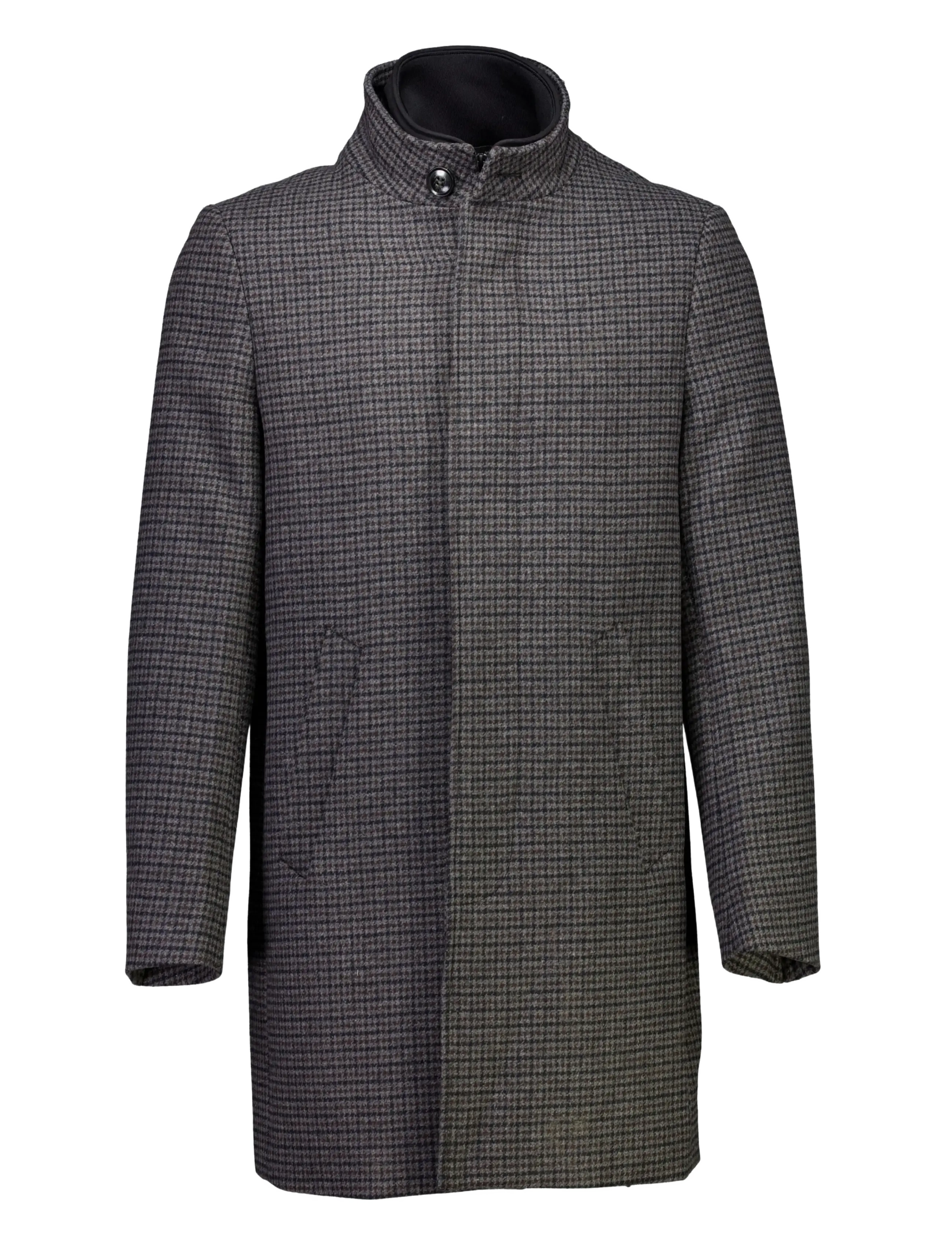 Lindbergh Black Detachable collar houndstooth wool coat - Coats - DK GREY MIX / grey
