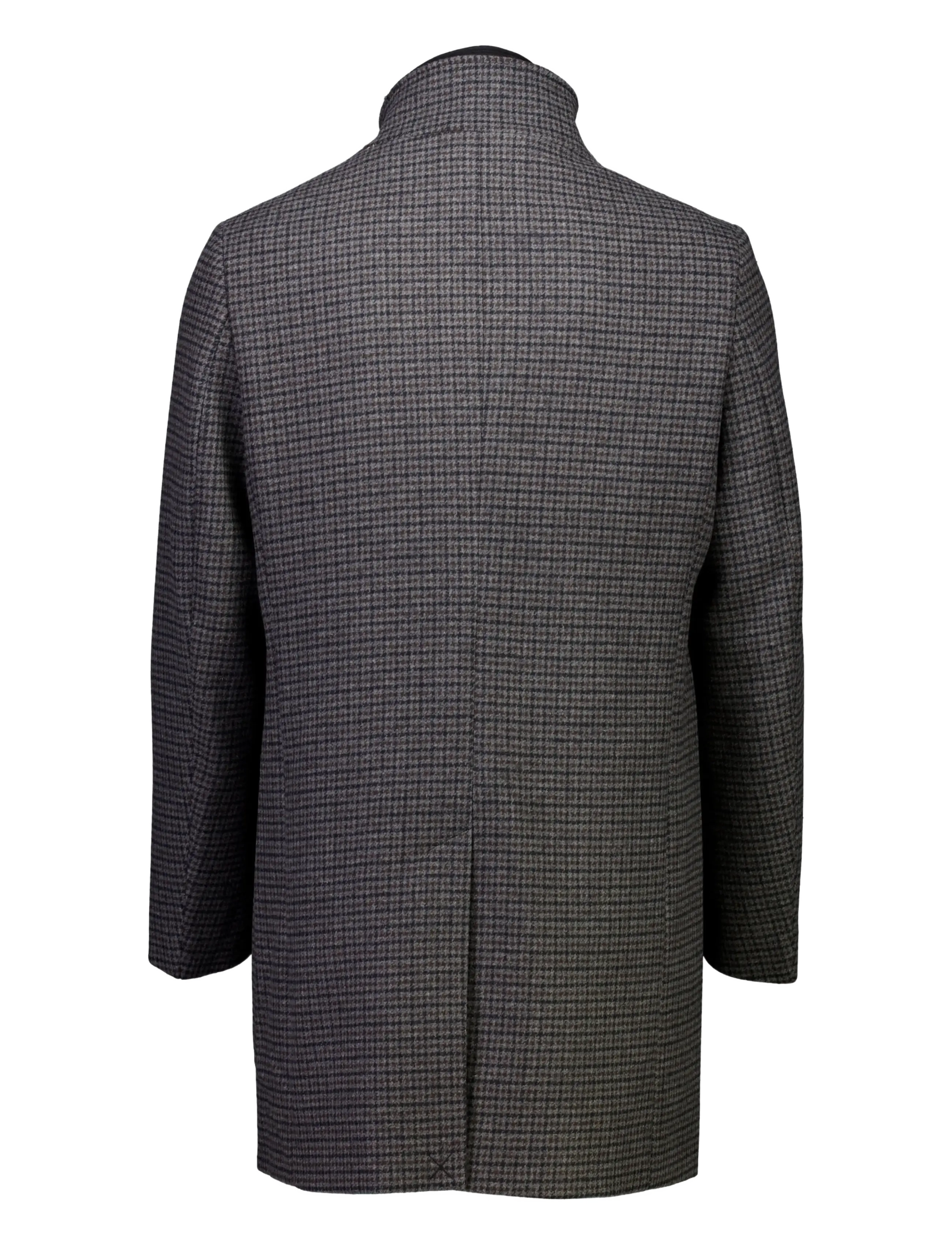 Lindbergh Black - Detachable collar houndstooth wool coat - wool coats - dk grey mix - 1