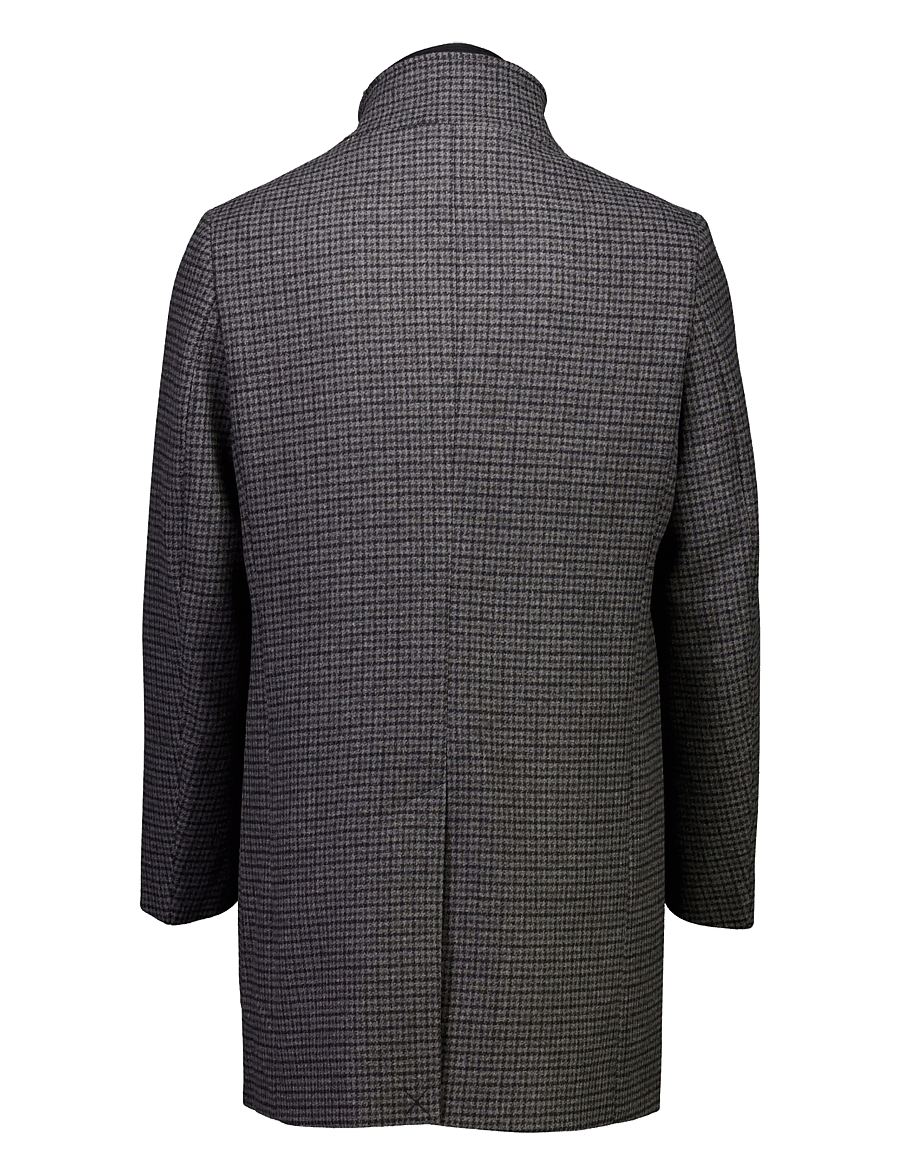 Lindbergh Black - Detachable collar houndstooth wool coat - wool coats - dk grey mix - 1