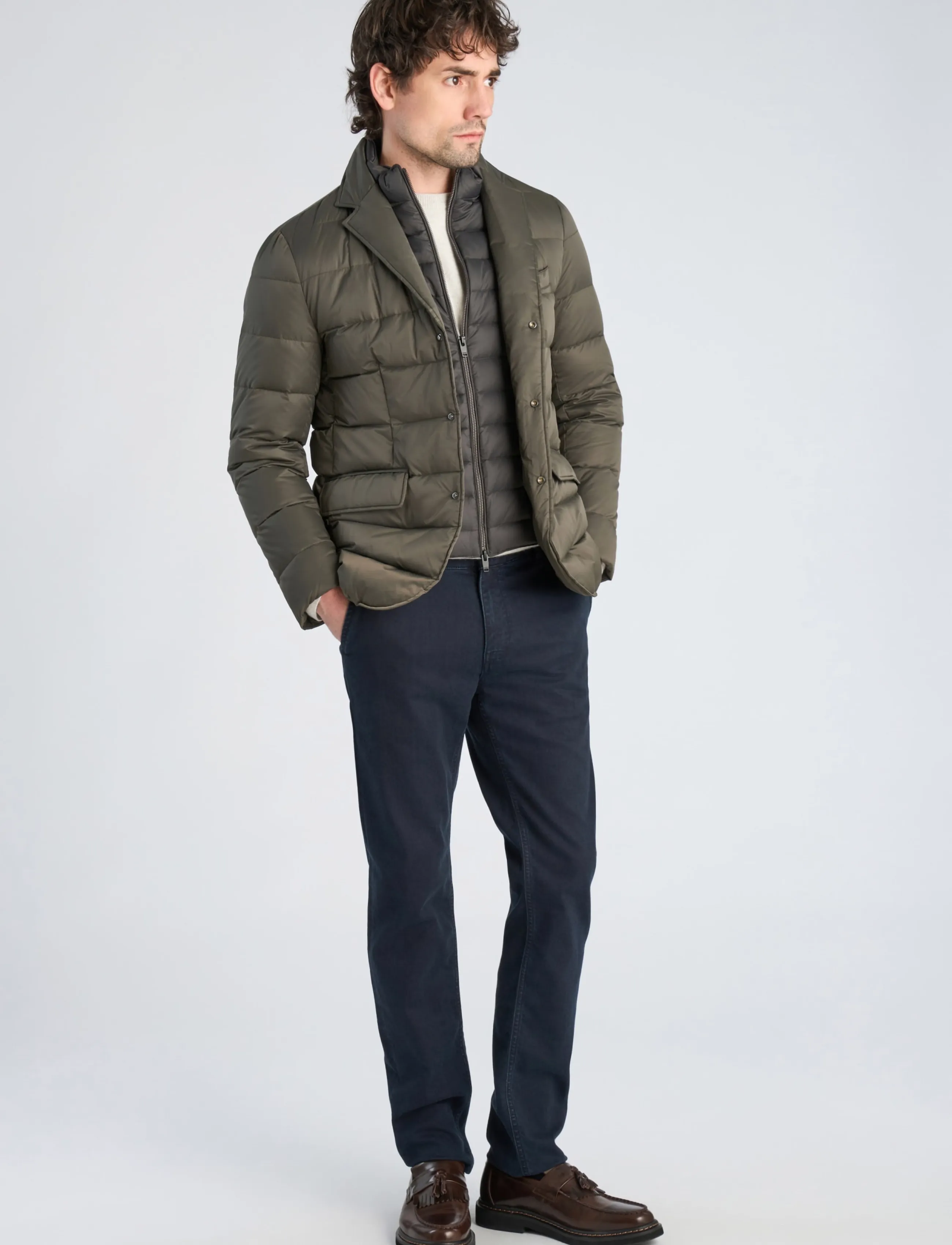 Lindbergh Black Water repellent down blazer - Outerwear - DK ARMY / khaki/green